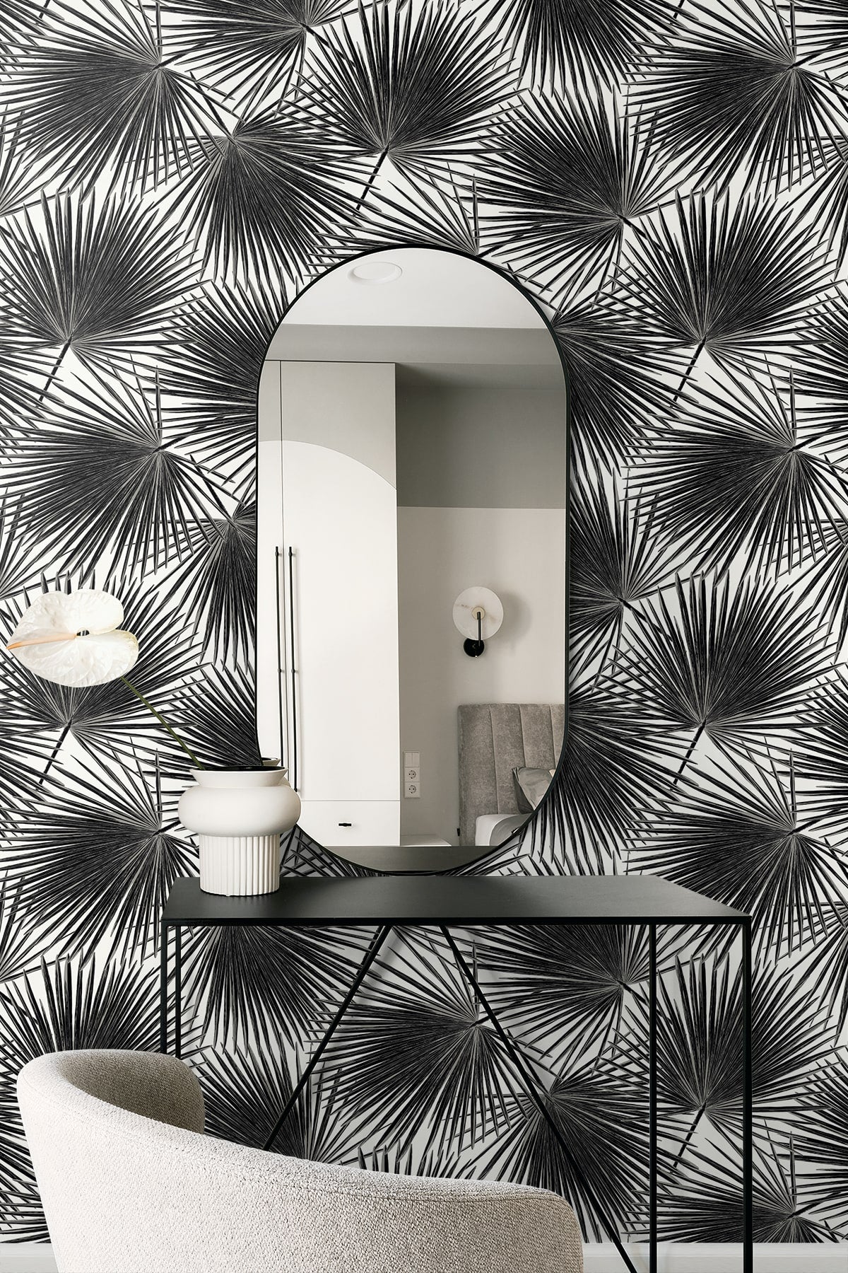 Haven Palm Prepasted wallpaper in inkwell color - pattern number EP11000 - by Seabrook in the Etten Prepasted Wallcovering collection