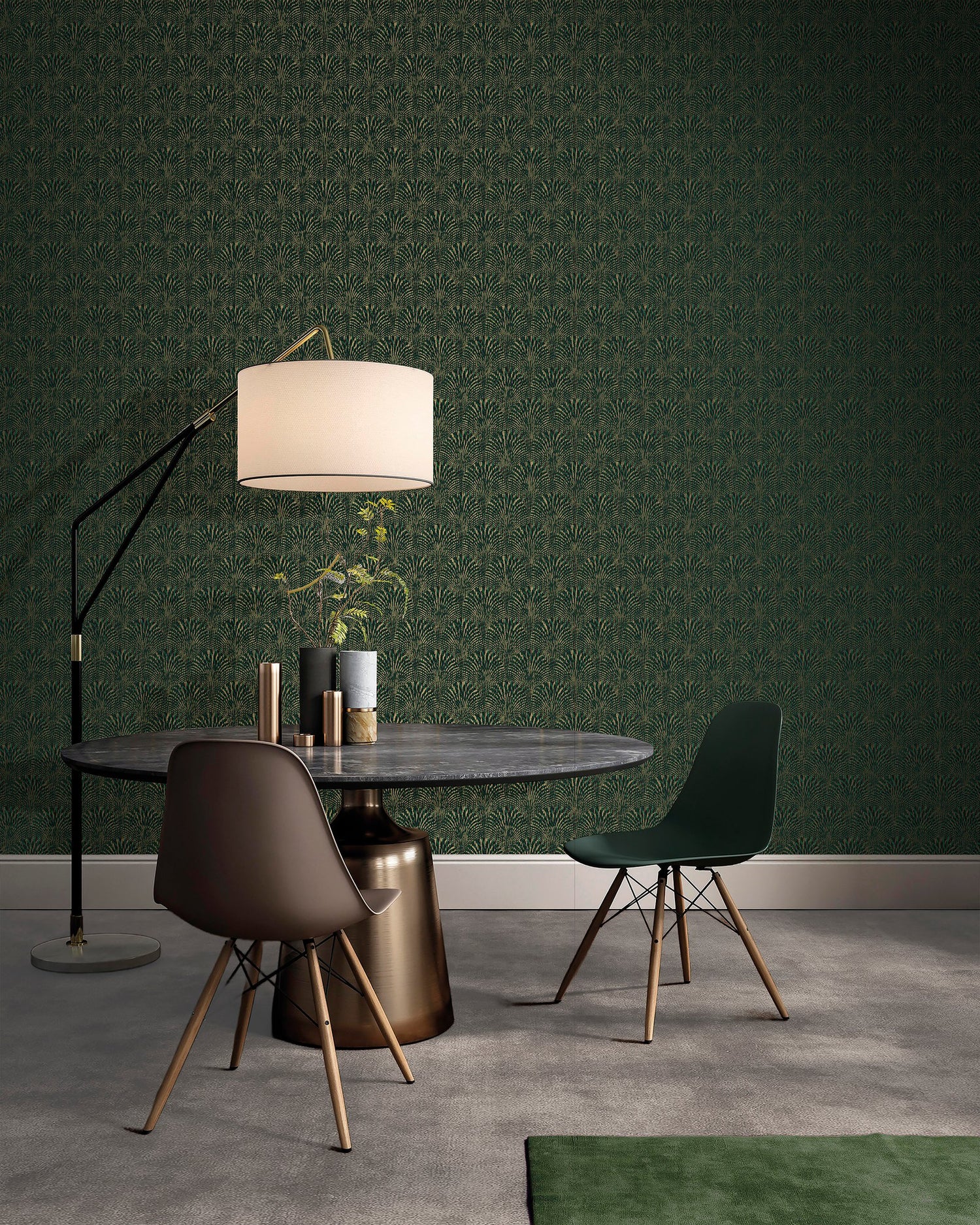 Fan wallpaper in green color - pattern number F-AF7006 - by Galerie in the Boutique collection