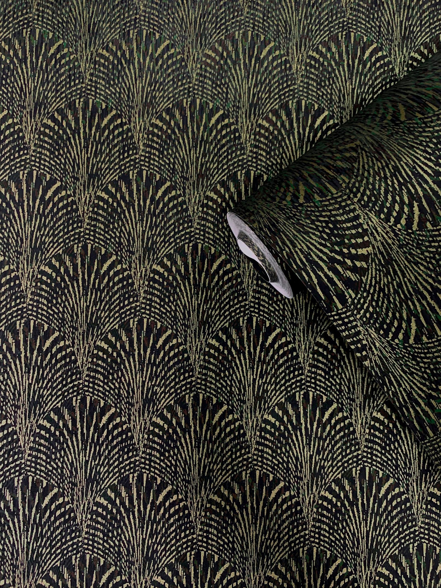 Fan wallpaper in green color - pattern number F-AF7006 - by Galerie in the Boutique collection