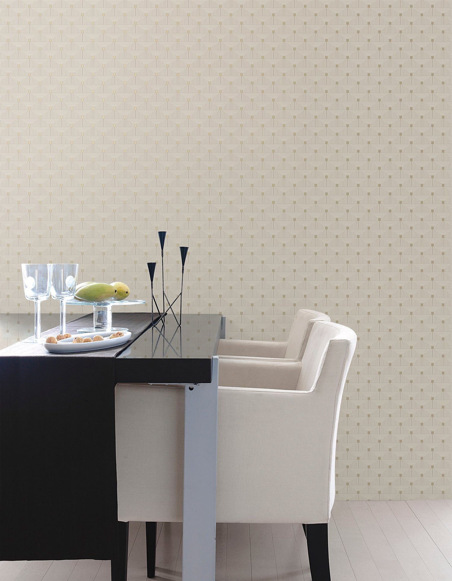 Geo Key wallpaper in cream color - pattern number F-PL3001 - by Galerie in the Boutique collection
