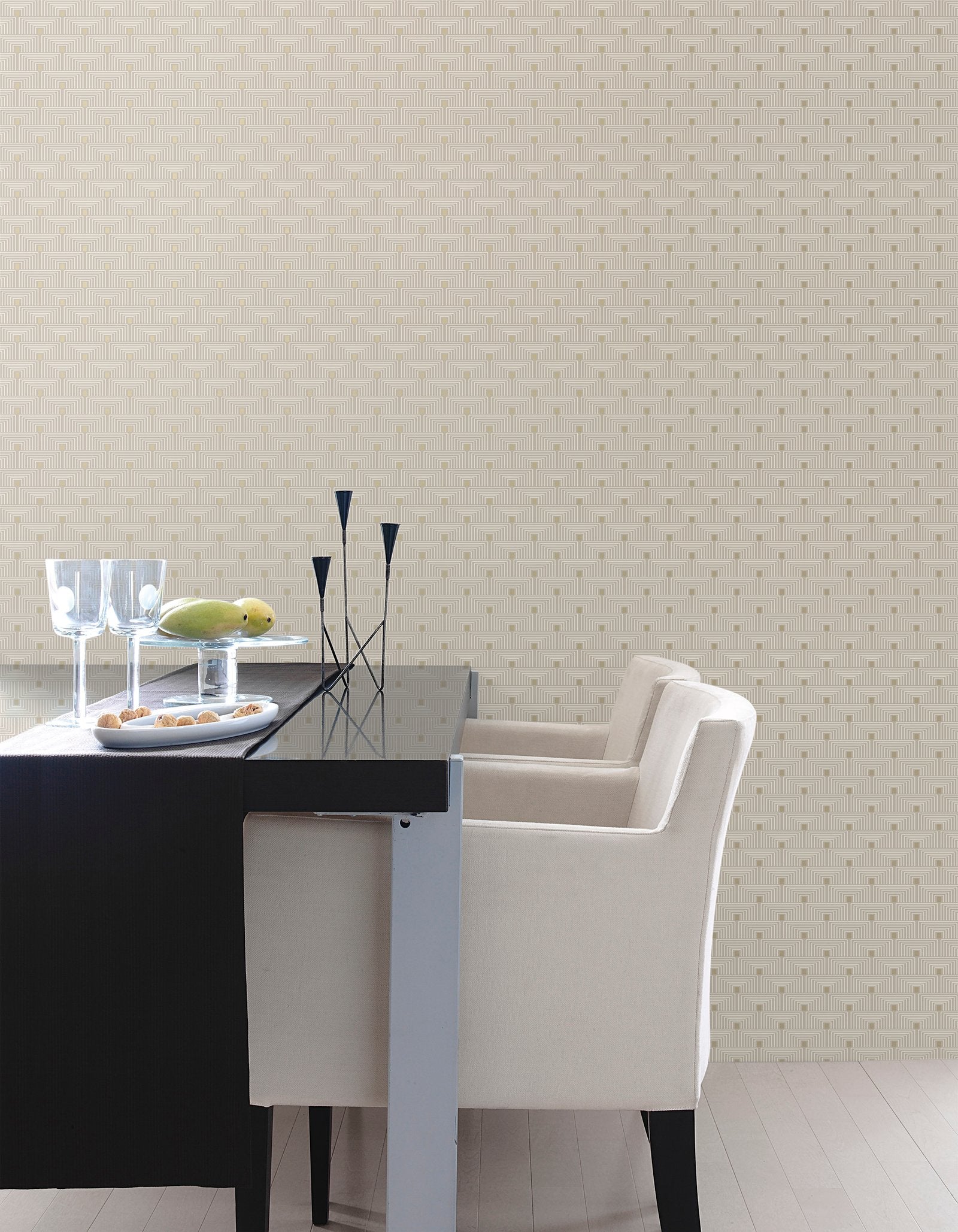Geo Key wallpaper in cream color - pattern number F-PL3001 - by Galerie in the Boutique collection