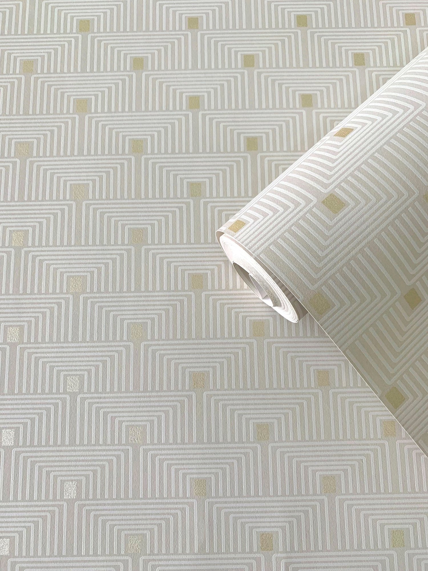 Geo Key wallpaper in cream color - pattern number F-PL3001 - by Galerie in the Boutique collection