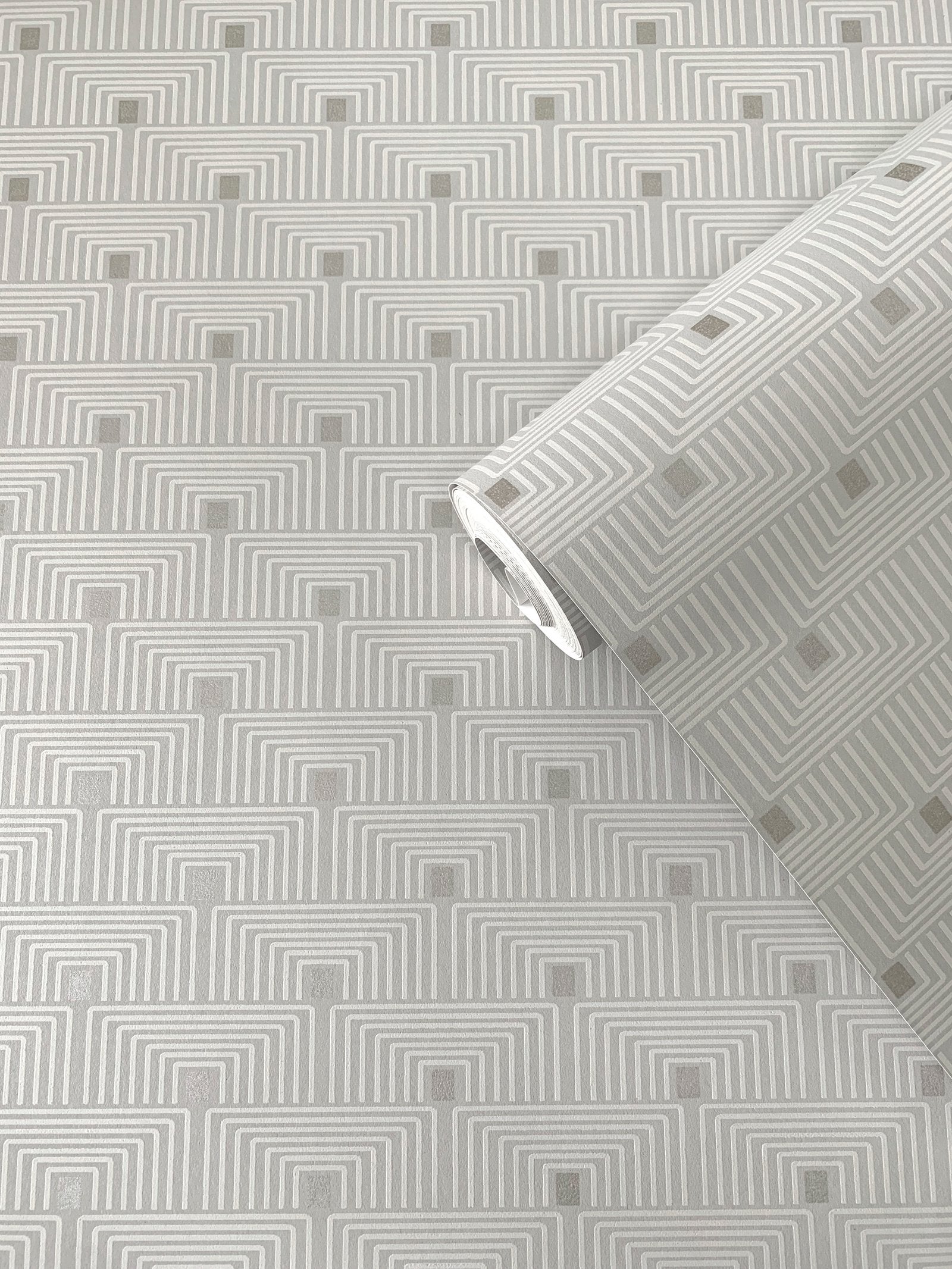 Geo Key wallpaper in silver grey color - pattern number F-PL3002 - by Galerie in the Boutique collection