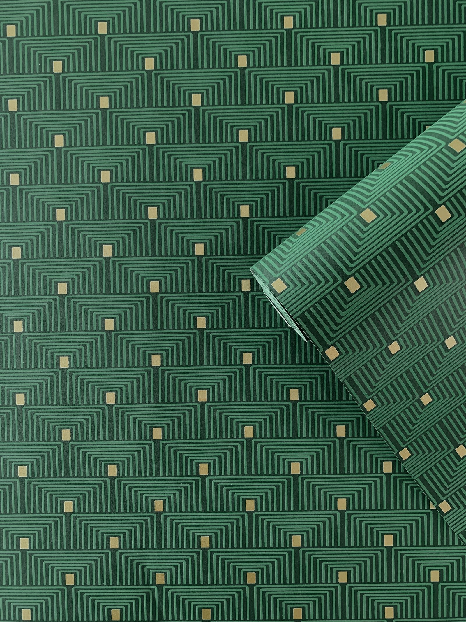 Geo Key wallpaper in green color - pattern number F-PL3008 - by Galerie in the Boutique collection