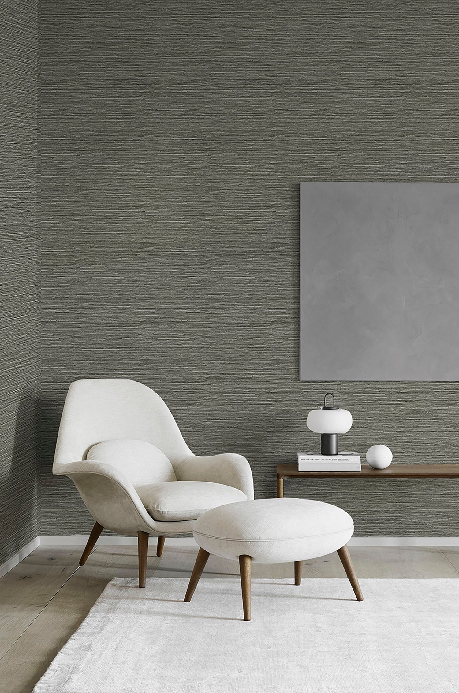 Weave wallpaper in silver grey color - pattern number F-SR7004 - by Galerie in the Lustre collection