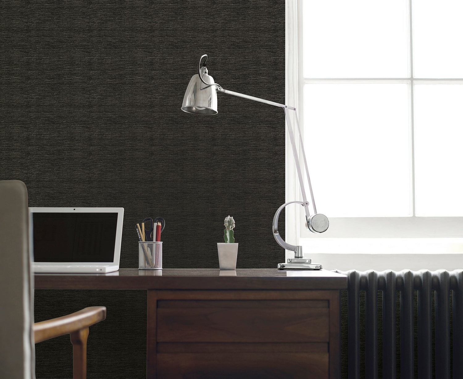 Weave wallpaper in black color - pattern number F-SR7008 - by Galerie in the Lustre collection