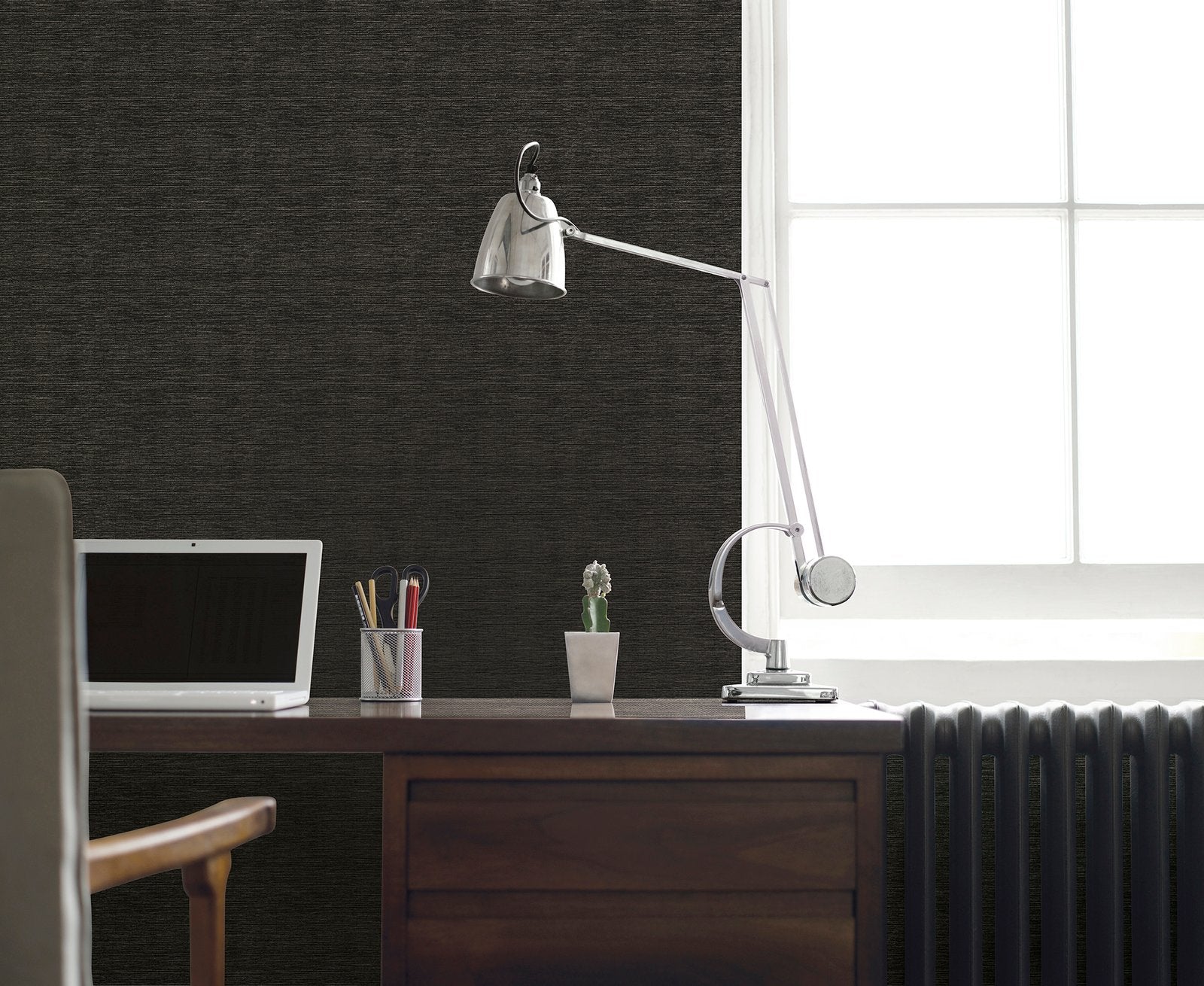 Weave wallpaper in black color - pattern number F-SR7008 - by Galerie in the Lustre collection