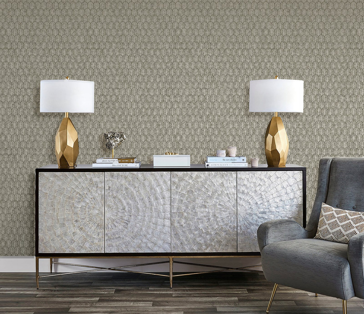 Geo Arch wallpaper in bronze brown color - pattern number F-VL6004 - by Galerie in the Lustre collection