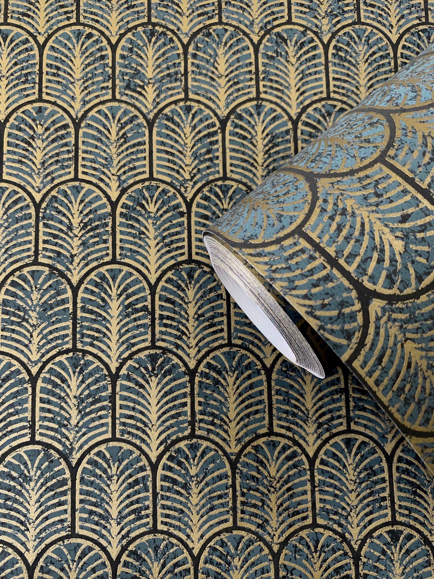Geo Arch wallpaper in blue color - pattern number F-VL6007 - by Galerie in the Lustre collection