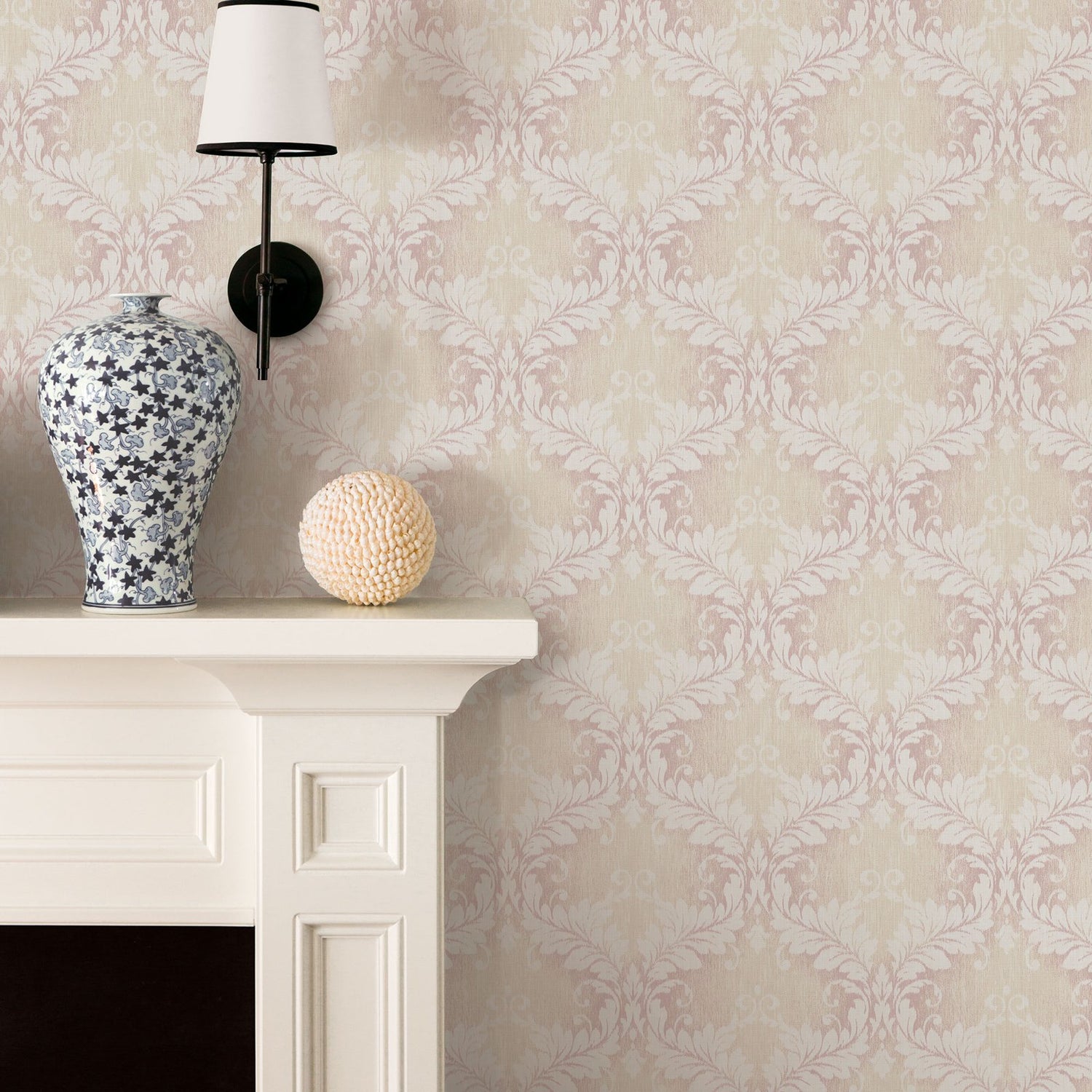 Damask wallpaper in pink color - pattern number G34131 - by Galerie in the Nordic Elements collection