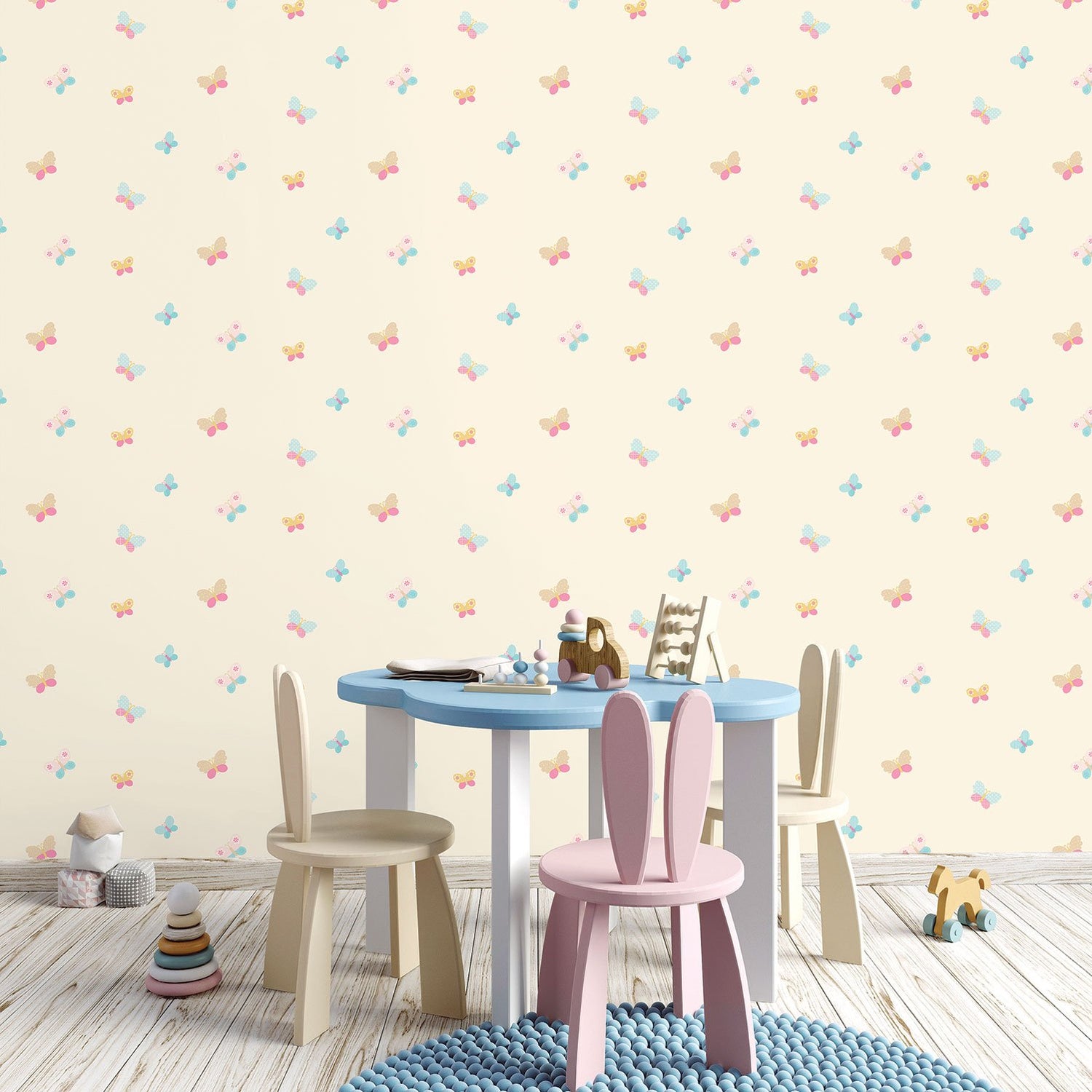Butterflies wallpaper in cream color - pattern number G56007 - by Galerie in the Just 4 Kids 2 collection