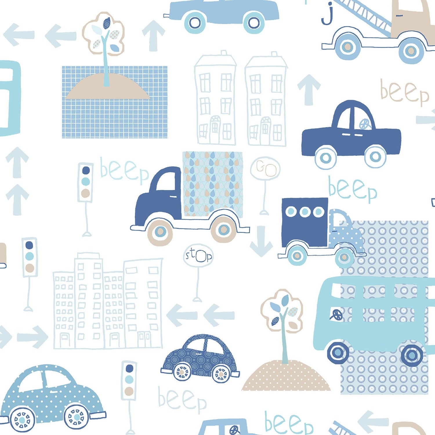 Traffic wallpaper in blue color - pattern number G56009 - by Galerie in the Just 4 Kids 2 collection