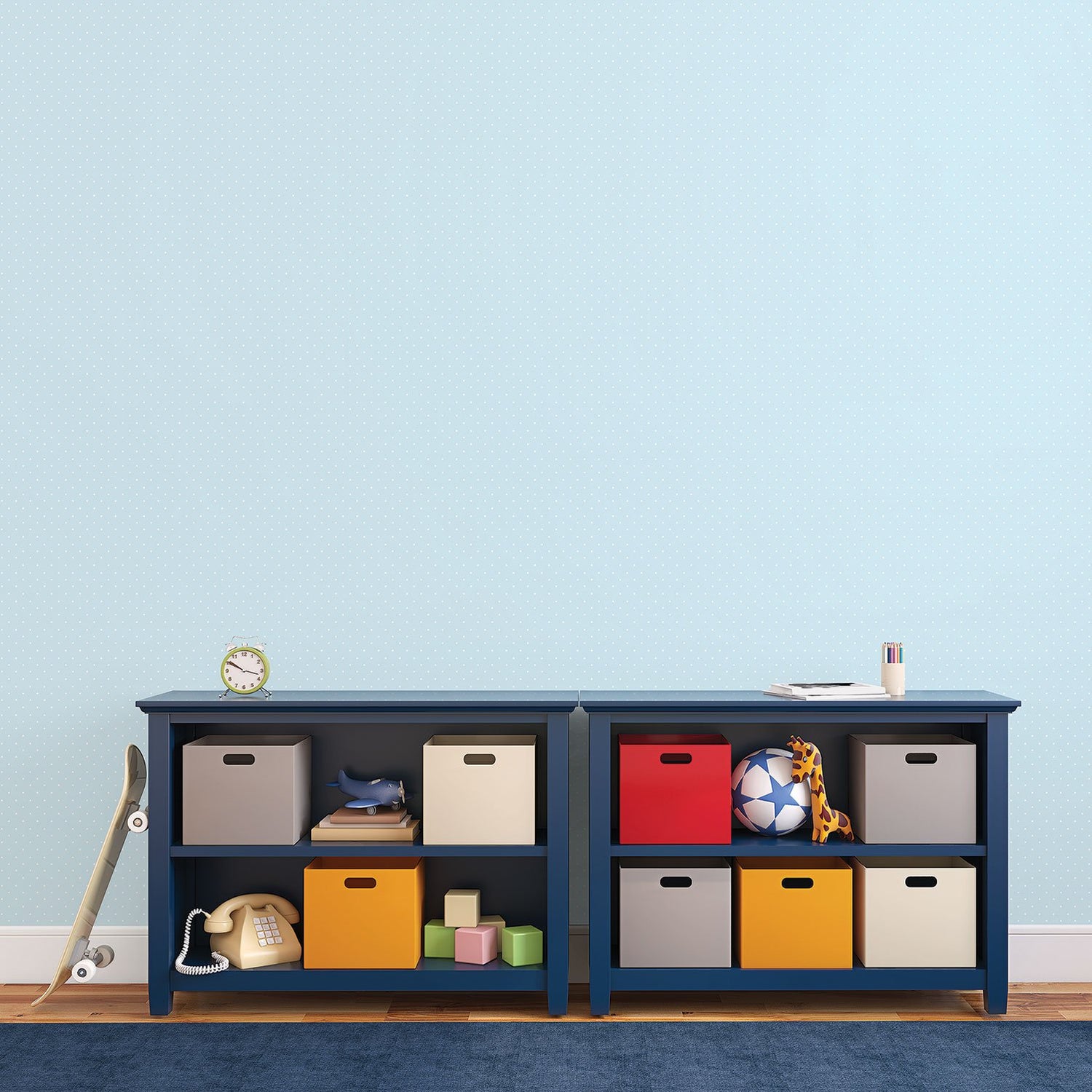 Polka Dot wallpaper in blue color - pattern number G56050 - by Galerie in the Just 4 Kids 2 collection