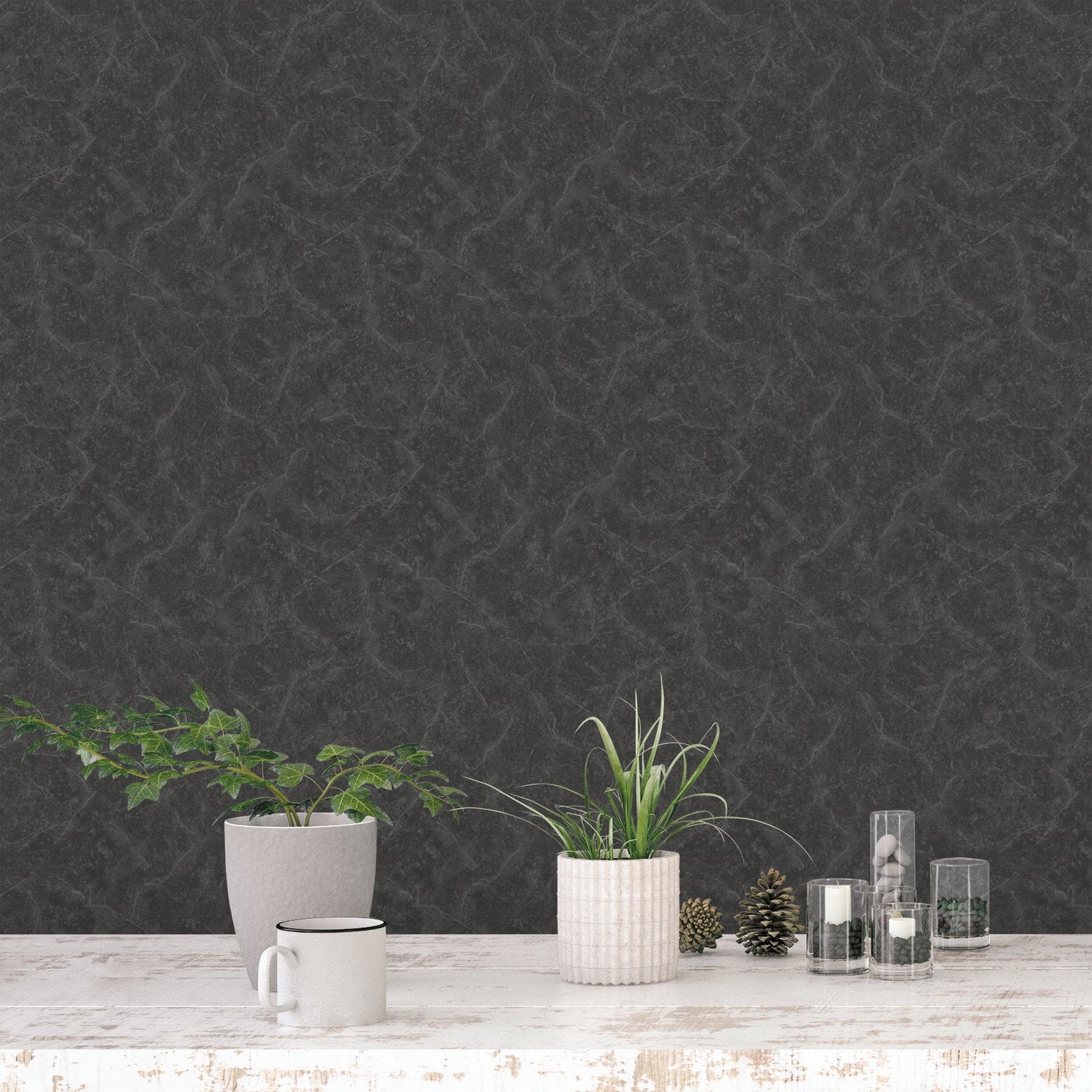 Plain Texture wallpaper in black color - pattern number G56159 - by Galerie in the Nordic Elements collection