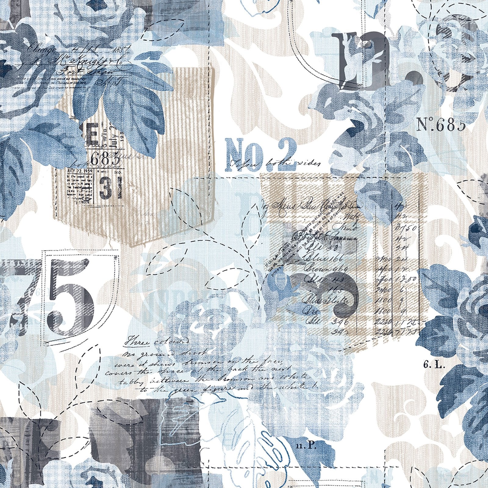 Floral wallpaper in blue color - pattern number G56264 - by Galerie in the Nordic Elements collection