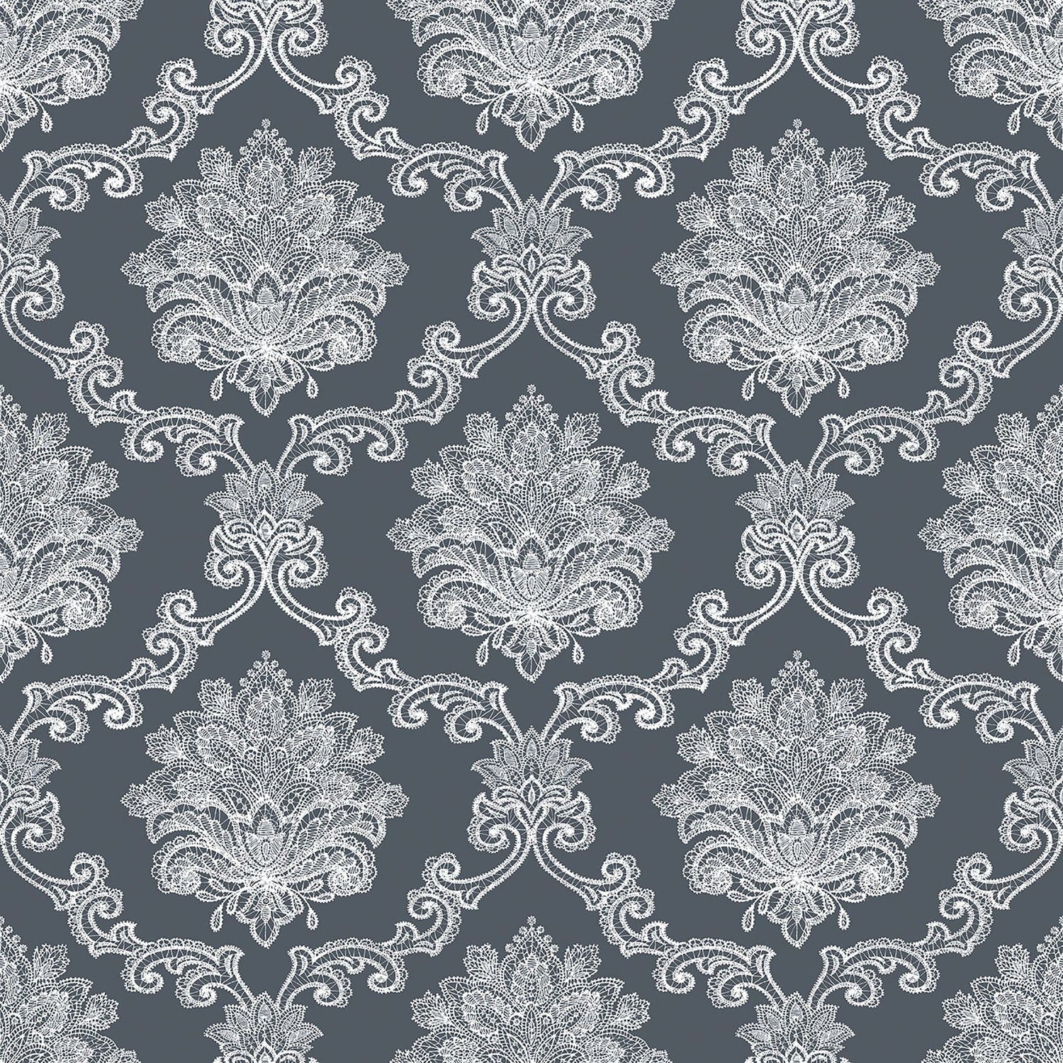 Damask wallpaper in black color - pattern number G56274 - by Galerie in the Nordic Elements collection