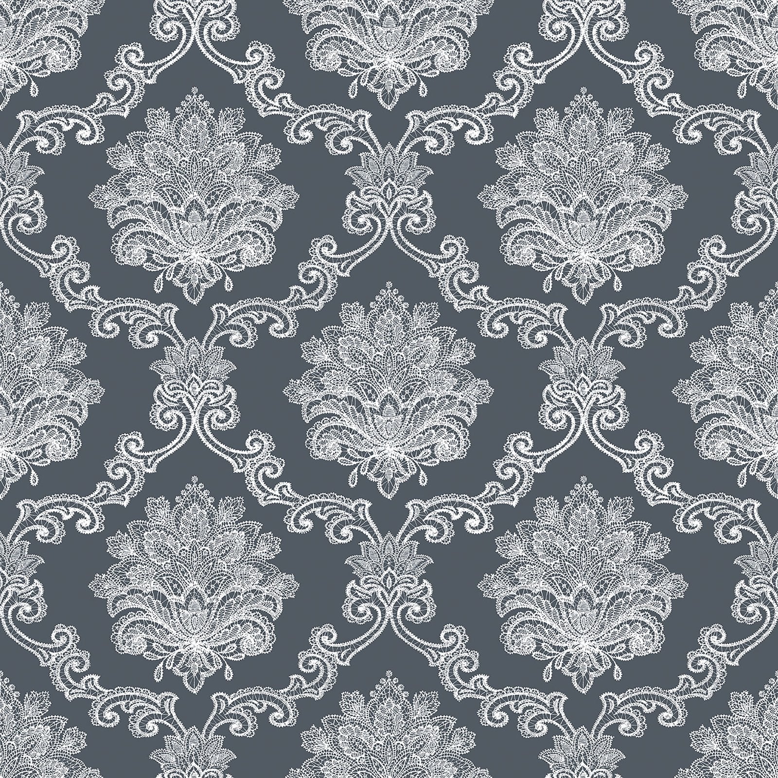Damask wallpaper in black color - pattern number G56274 - by Galerie in the Nordic Elements collection