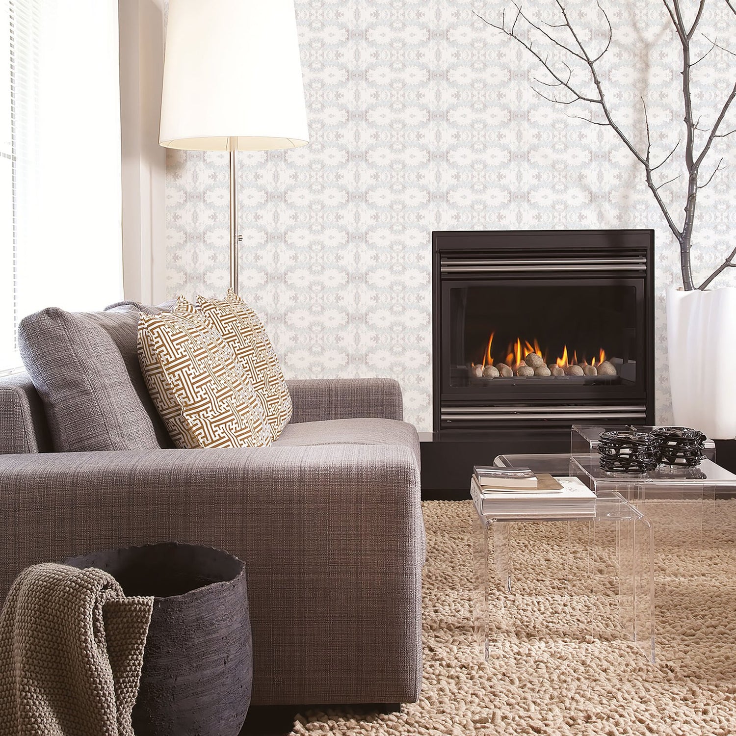 Geometric wallpaper in green color - pattern number G56290 - by Galerie in the Nordic Elements collection