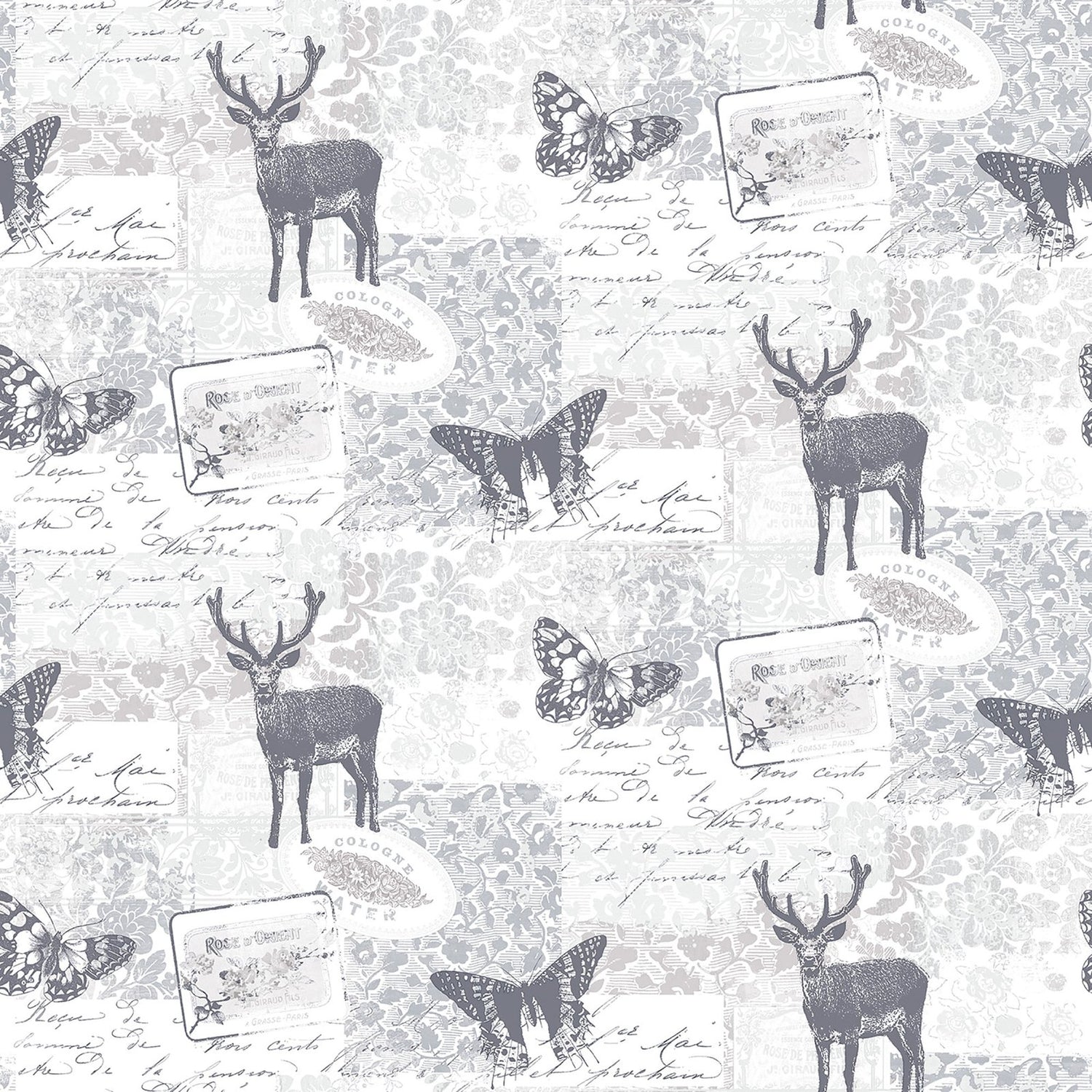 Motif wallpaper in silver grey color - pattern number G56296 - by Galerie in the Nordic Elements collection