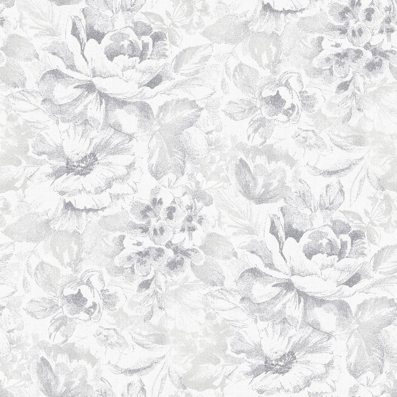 Floral wallpaper in silver grey color - pattern number G56299 - by Galerie in the Nordic Elements collection
