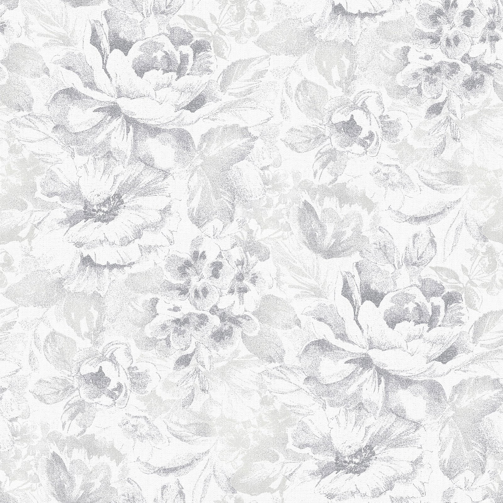 Floral wallpaper in silver grey color - pattern number G56299 - by Galerie in the Nordic Elements collection