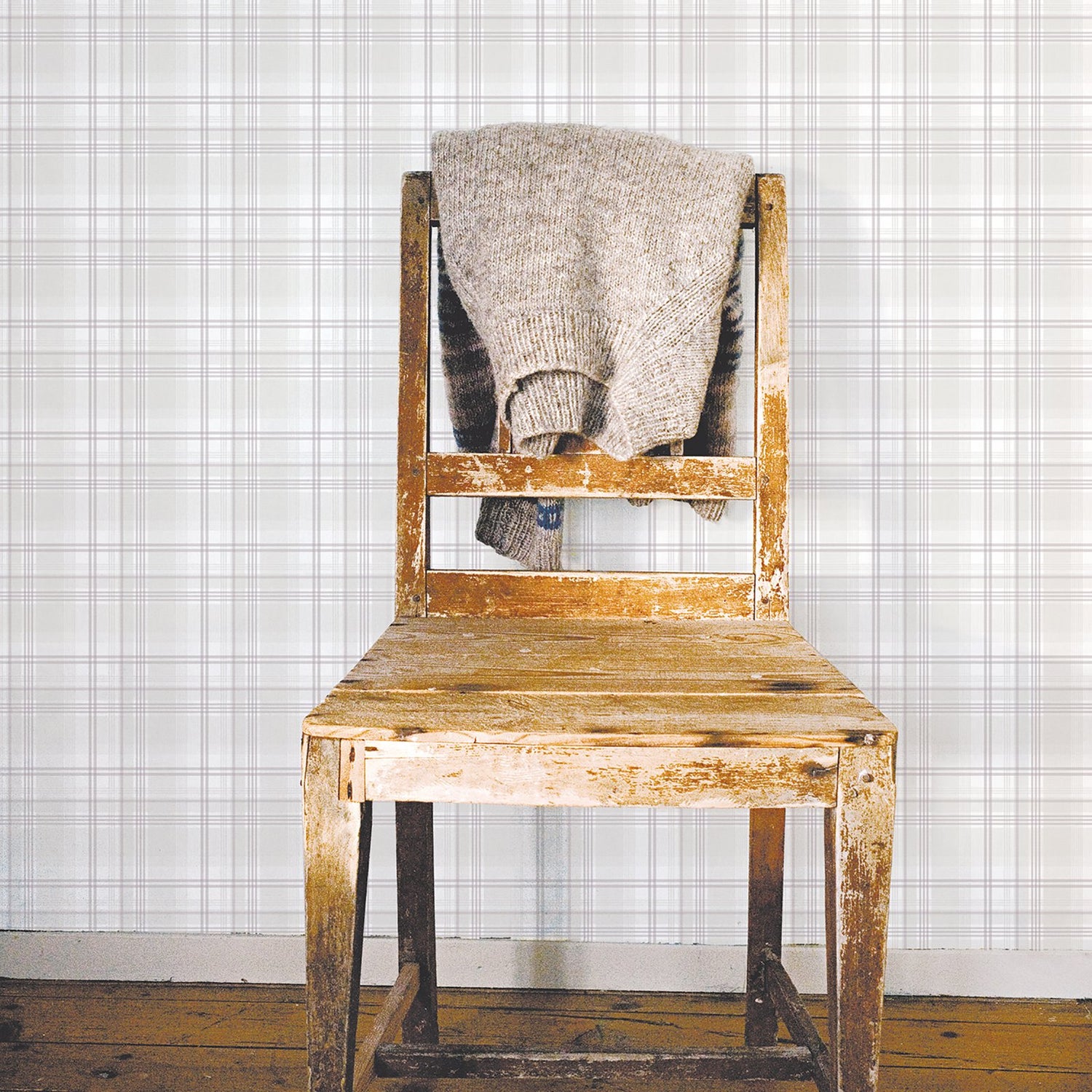 Check Plaid wallpaper in cream color - pattern number G56305 - by Galerie in the Nordic Elements collection