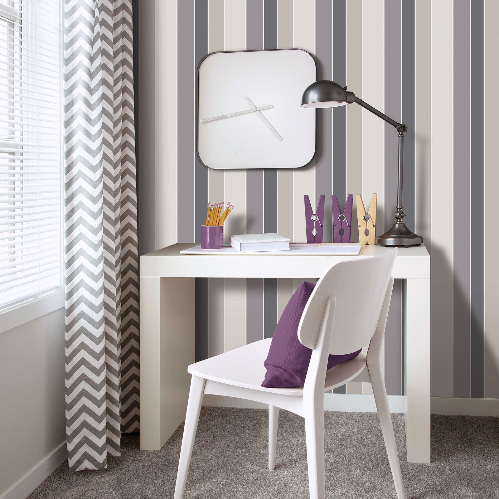 Stripe wallpaper in silver grey color - pattern number G56320 - by Galerie in the Nordic Elements collection