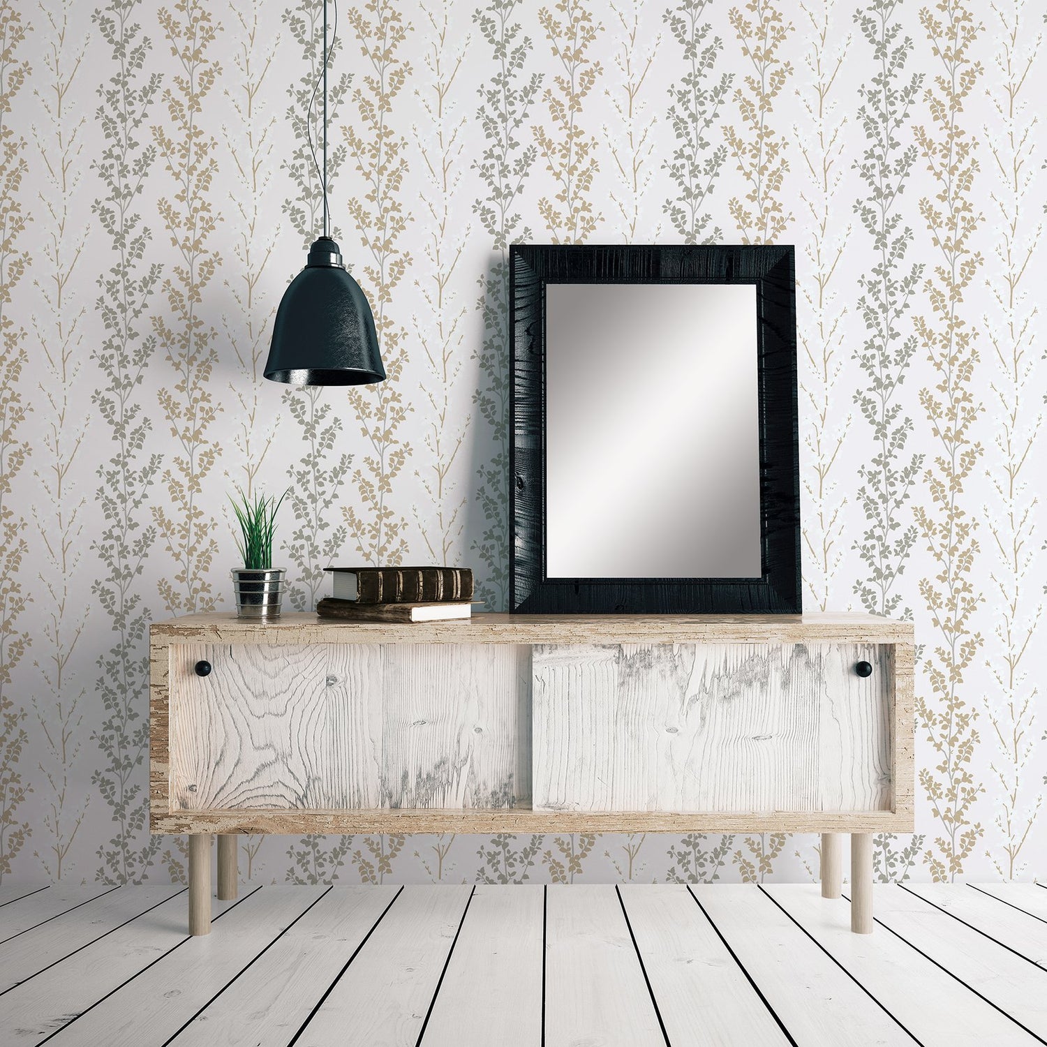 Floral wallpaper in silver grey color - pattern number G56330 - by Galerie in the Nordic Elements collection