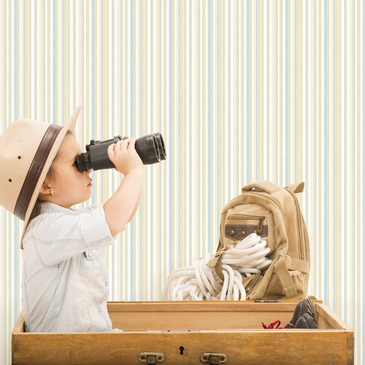 Washed Striped wallpaper in green color - pattern number G56500 - by Galerie in the Just 4 Kids 2 collection