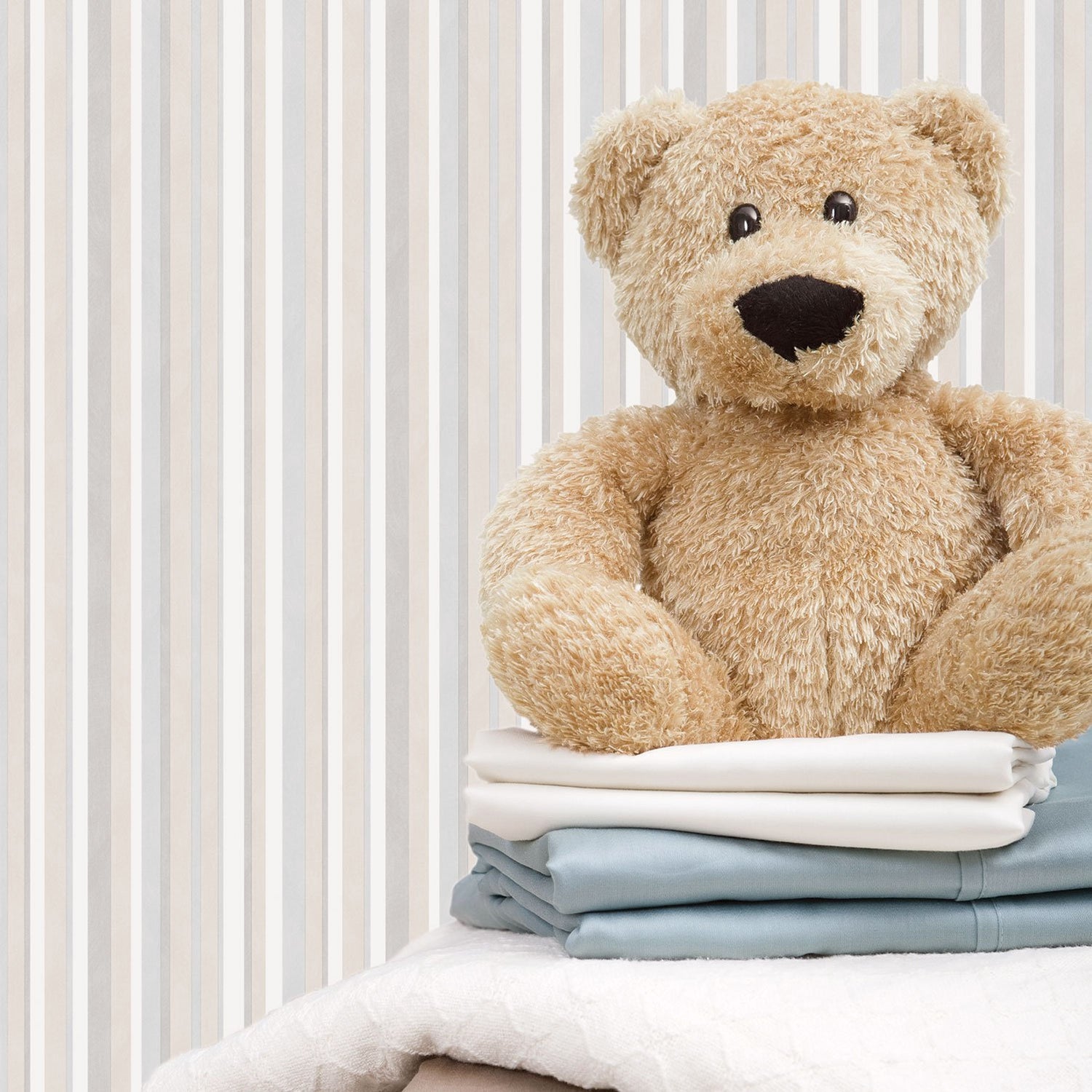 Washed Striped wallpaper in beige color - pattern number G56501 - by Galerie in the Just 4 Kids 2 collection