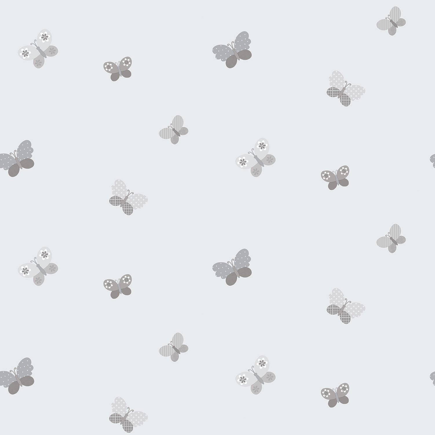 Butterflies wallpaper in silver grey color - pattern number G56504 - by Galerie in the Just 4 Kids 2 collection