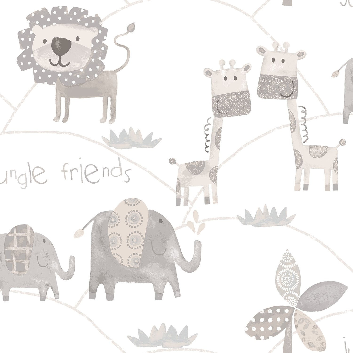 Jungle Friends wallpaper in silver grey color - pattern number G56505 - by Galerie in the Just 4 Kids 2 collection