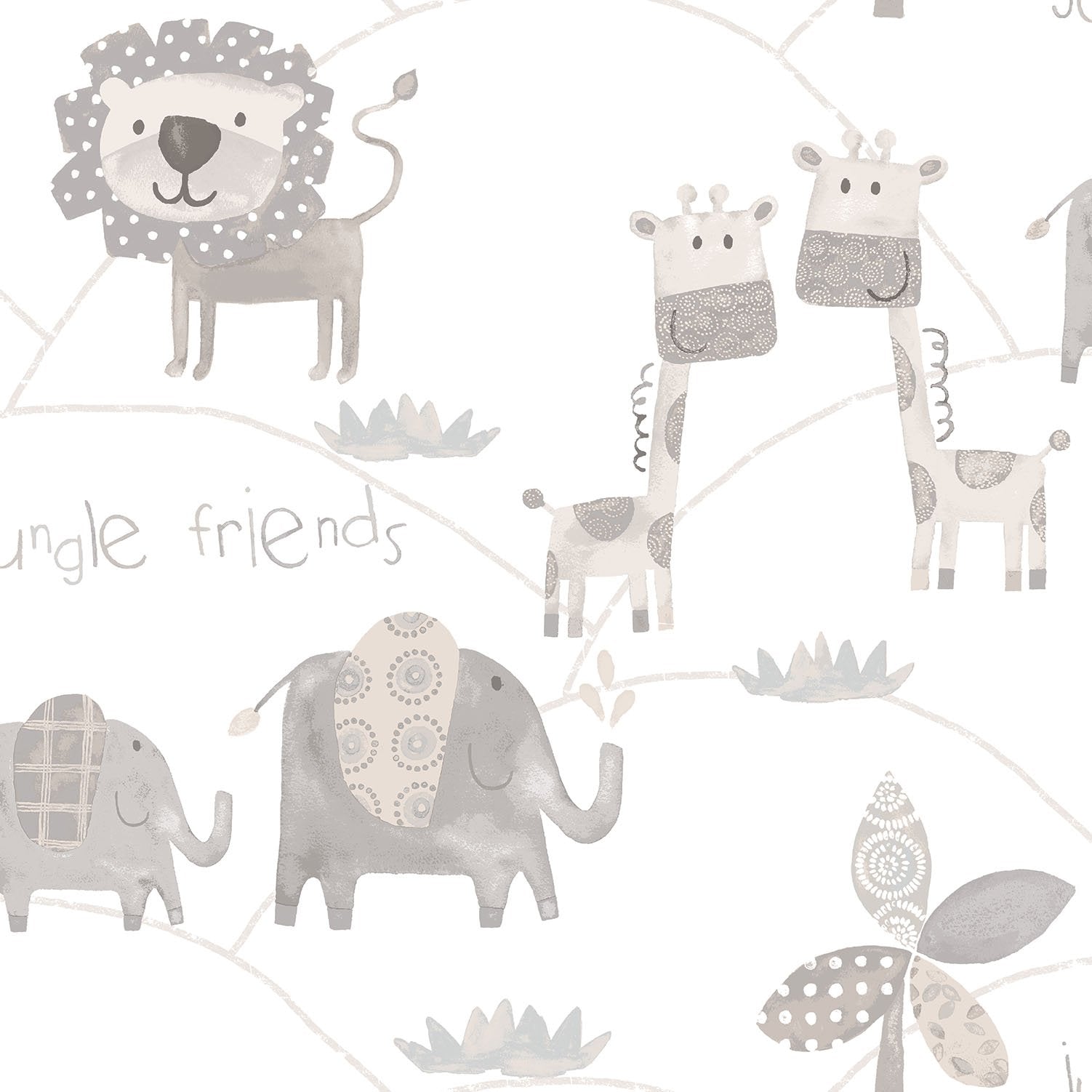 Jungle Friends wallpaper in silver grey color - pattern number G56505 - by Galerie in the Just 4 Kids 2 collection