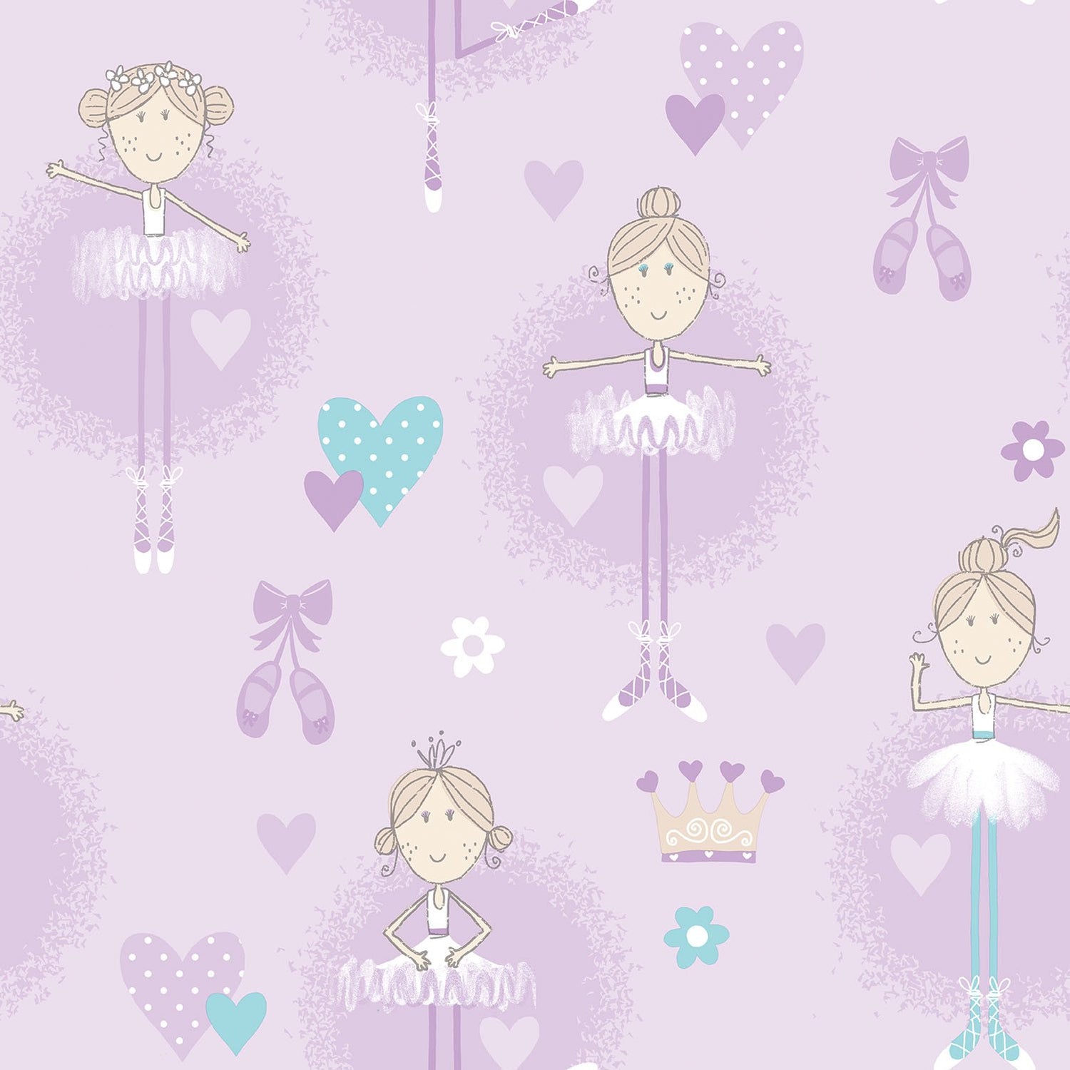 Ballerinas wallpaper in purple lilac color - pattern number G56507 - by Galerie in the Just 4 Kids 2 collection