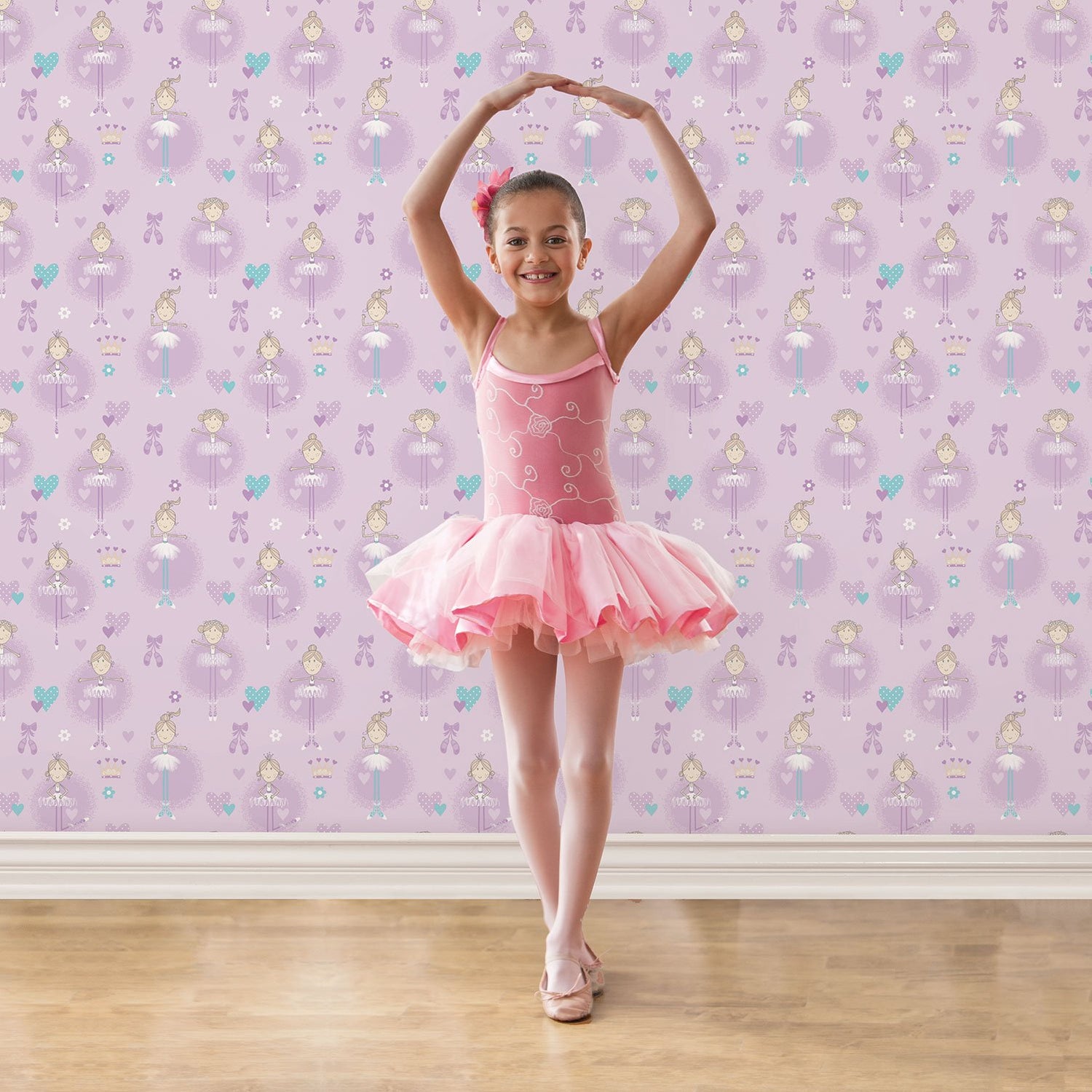 Ballerinas wallpaper in purple lilac color - pattern number G56507 - by Galerie in the Just 4 Kids 2 collection