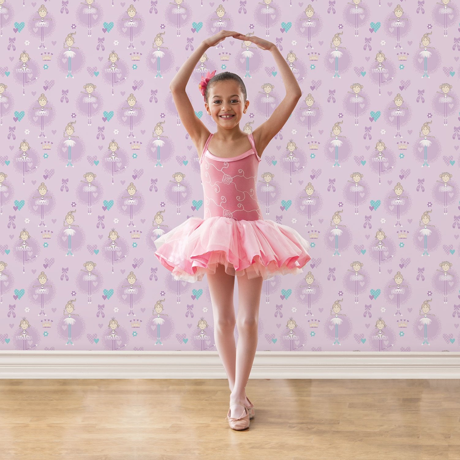 Ballerinas wallpaper in purple lilac color - pattern number G56507 - by Galerie in the Just 4 Kids 2 collection