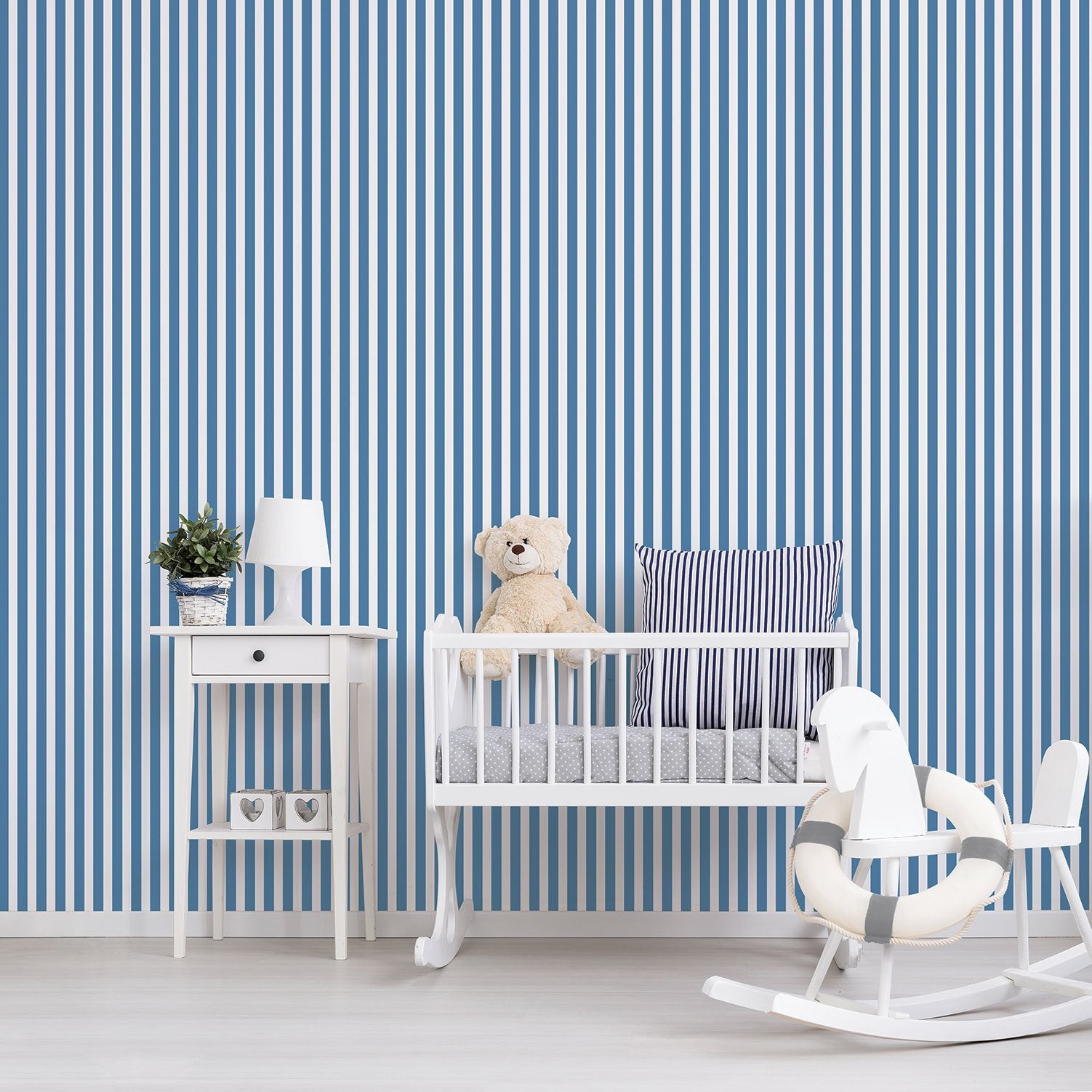 Regency Stripe wallpaper in blue color - pattern number G56516 - by Galerie in the Just 4 Kids 2 collection