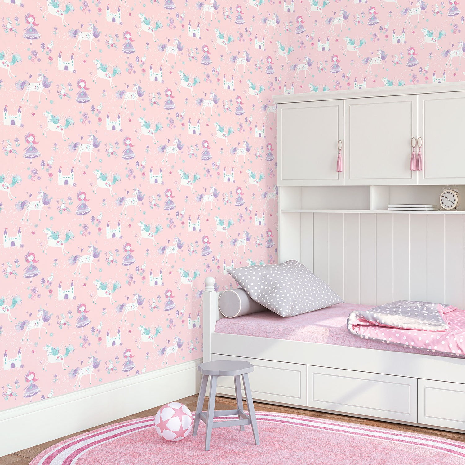 Unicorns and Princesses wallpaper in pink color - pattern number G56523 - by Galerie in the Just 4 Kids 2 collection