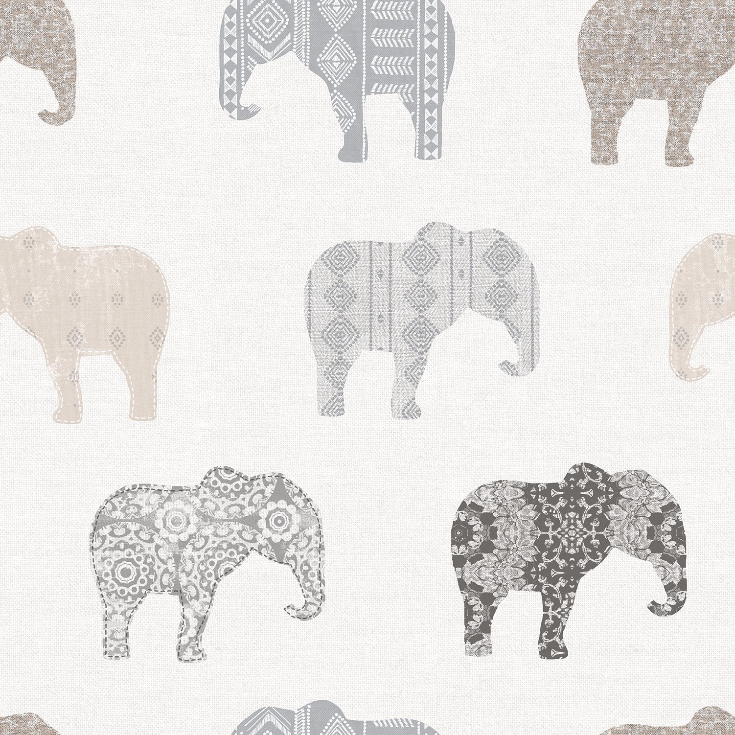 Elephant Motif wallpaper in silver grey color - pattern number G56527 - by Galerie in the Just 4 Kids 2 collection
