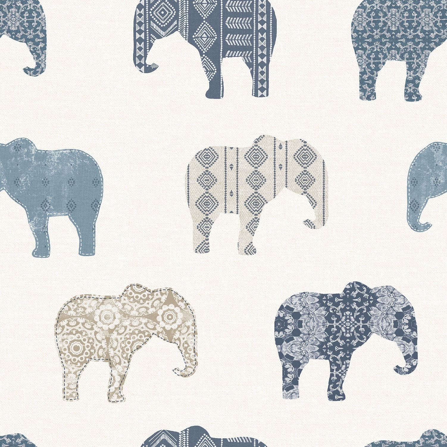 Elephant Motif wallpaper in blue color - pattern number G56528 - by Galerie in the Just 4 Kids 2 collection