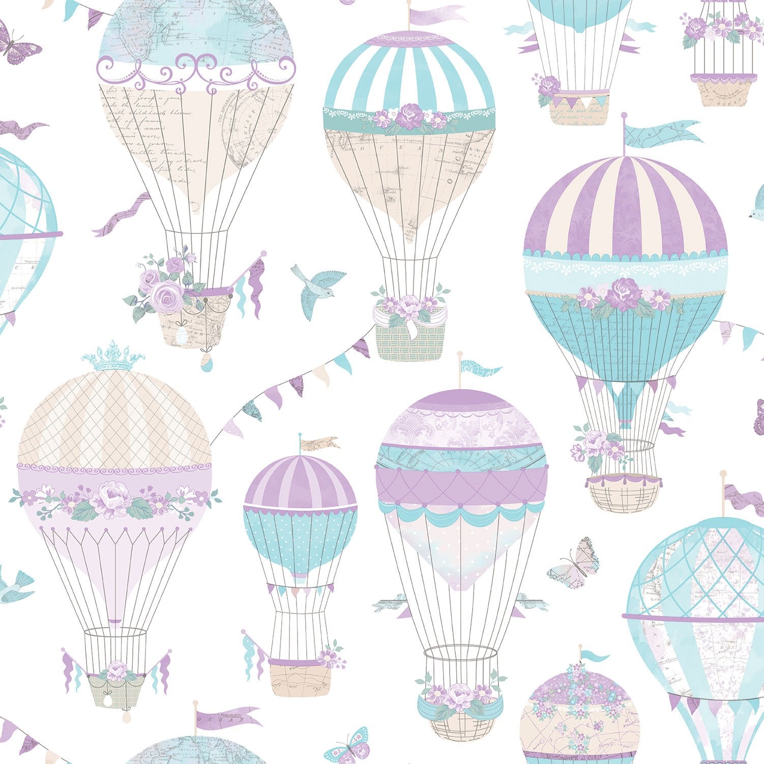 Balloon Journey wallpaper in multi-coloured color - pattern number G56543 - by Galerie in the Just 4 Kids 2 collection