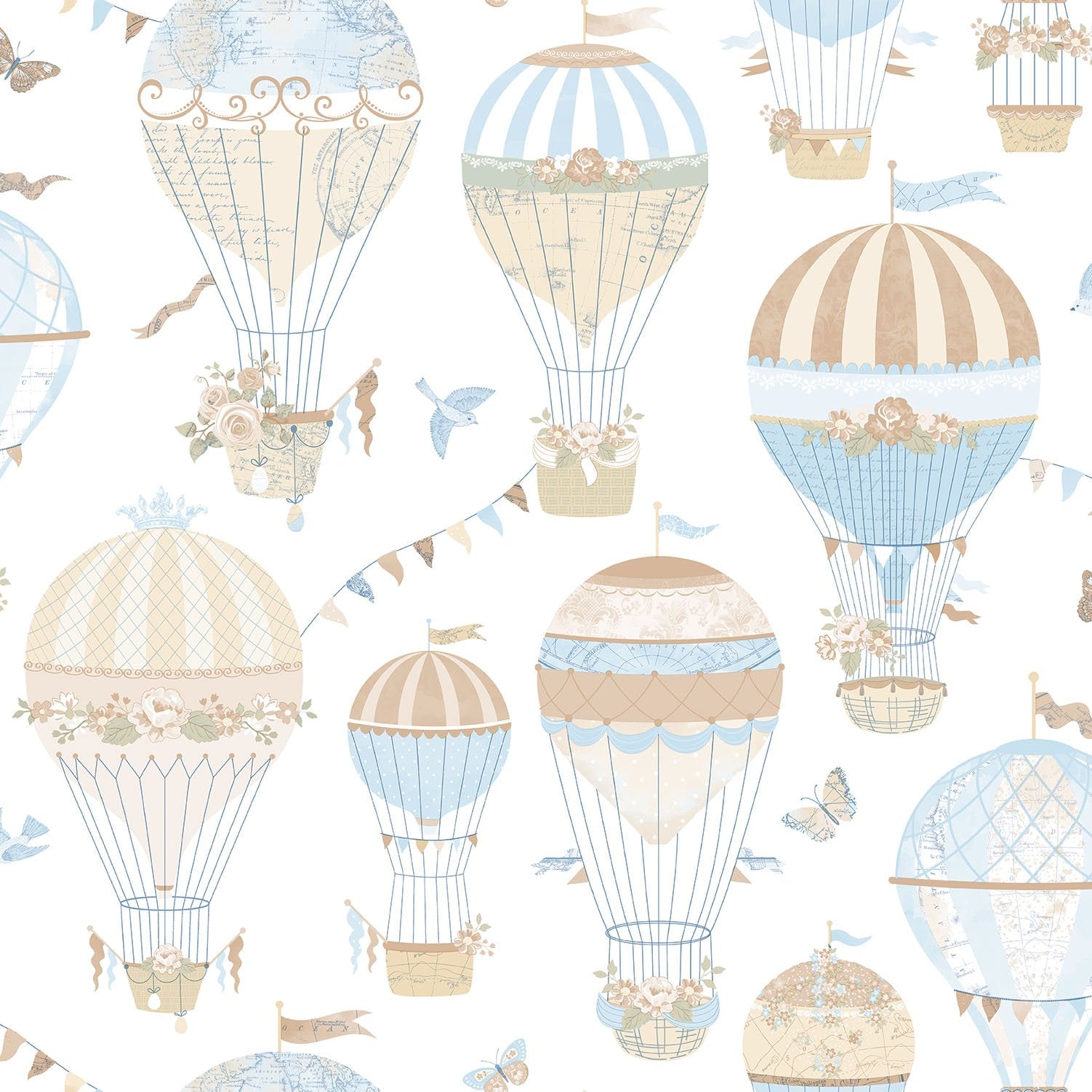 Balloon Journey wallpaper in blue color - pattern number G56544 - by Galerie in the Just 4 Kids 2 collection