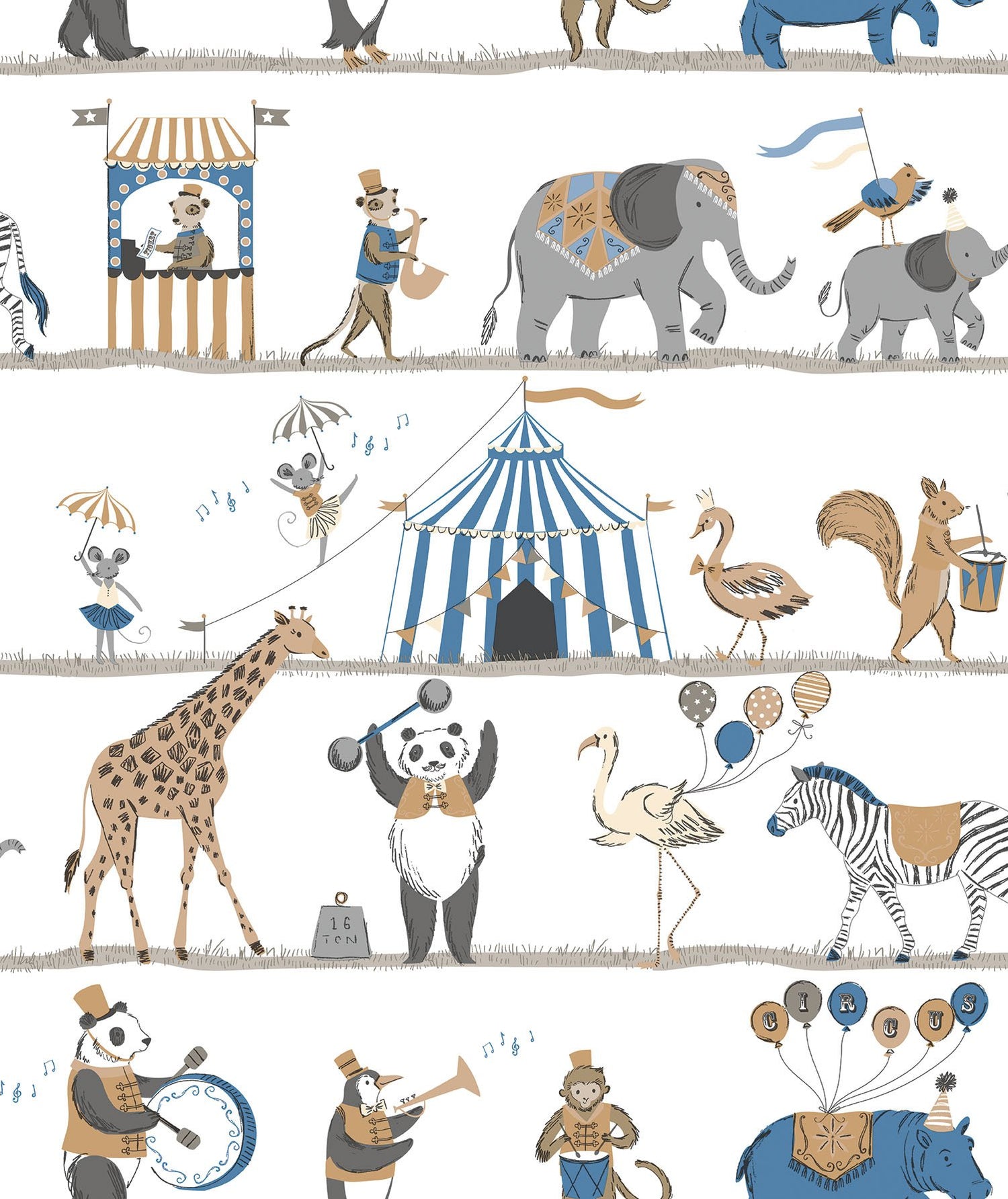 Circus Parade wallpaper in blue color - pattern number G56546 - by Galerie in the Just 4 Kids 2 collection
