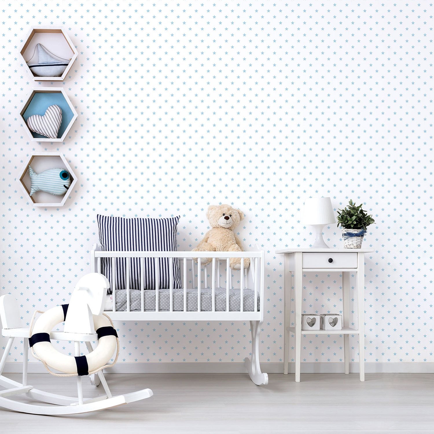 Small Stars wallpaper in blue color - pattern number G56550 - by Galerie in the Just 4 Kids 2 collection