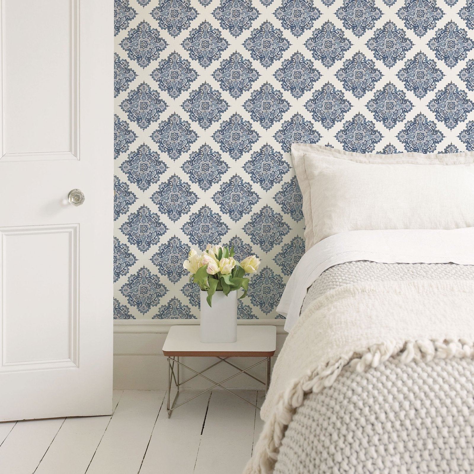 Motif wallpaper in blue color - pattern number G67368 - by Galerie in the Nordic Elements collection