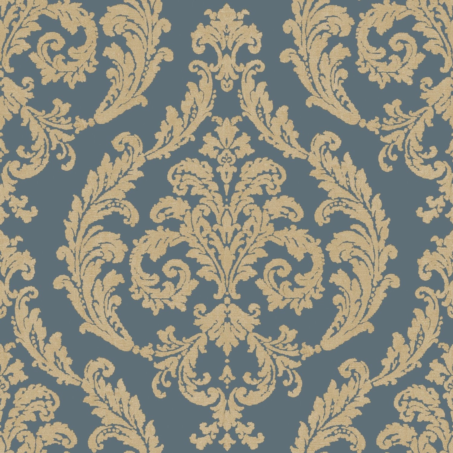 Silk Damask wallpaper in blue color - pattern number G67610 - by Galerie in the Palazzo 2 collection