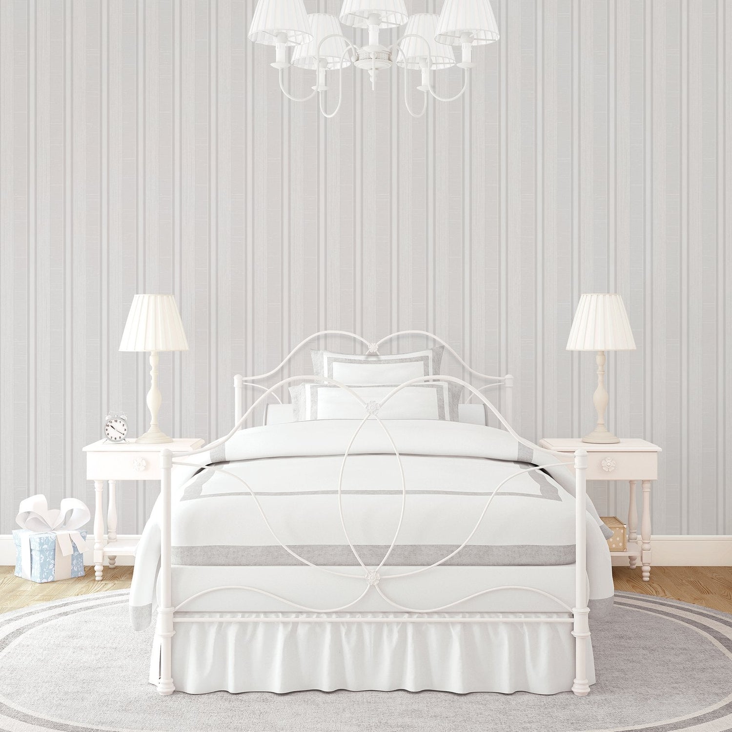 Silk Stripe wallpaper in silver grey color - pattern number G67621 - by Galerie in the Palazzo 2 collection