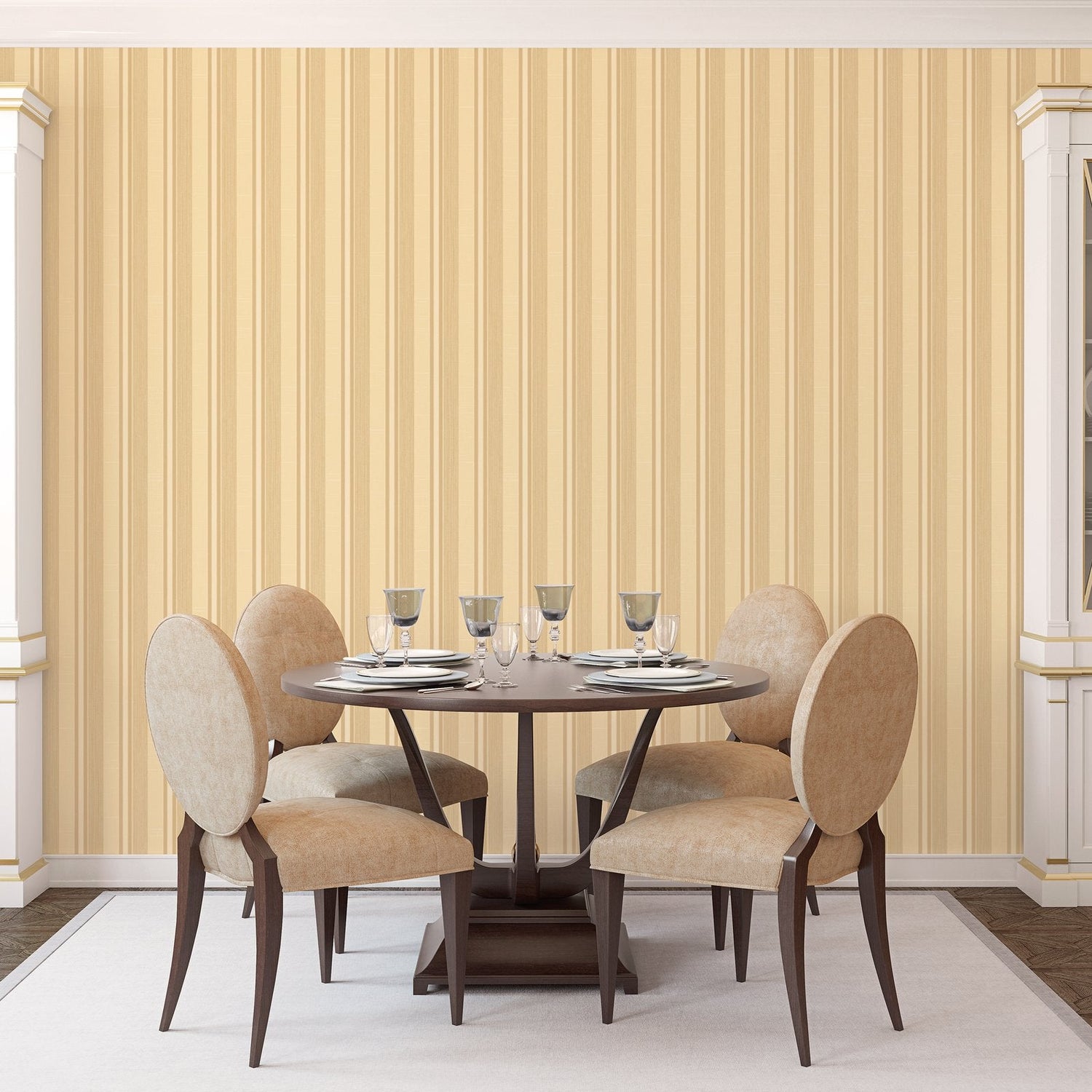 Stripe wallpaper in gold color - pattern number G67625 - by Galerie in the Palazzo 2 collection