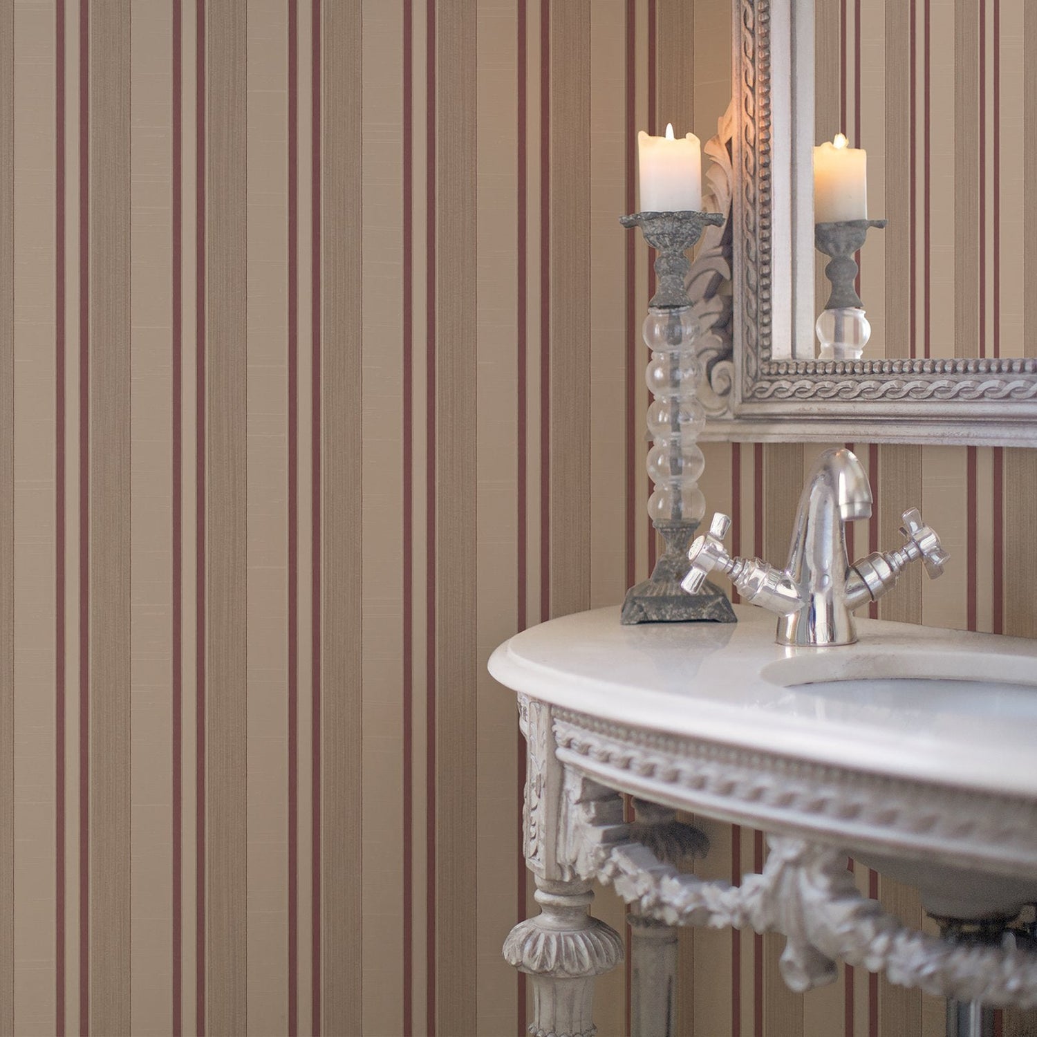 Silk Stripe wallpaper in beige color - pattern number G67626 - by Galerie in the Palazzo 2 collection
