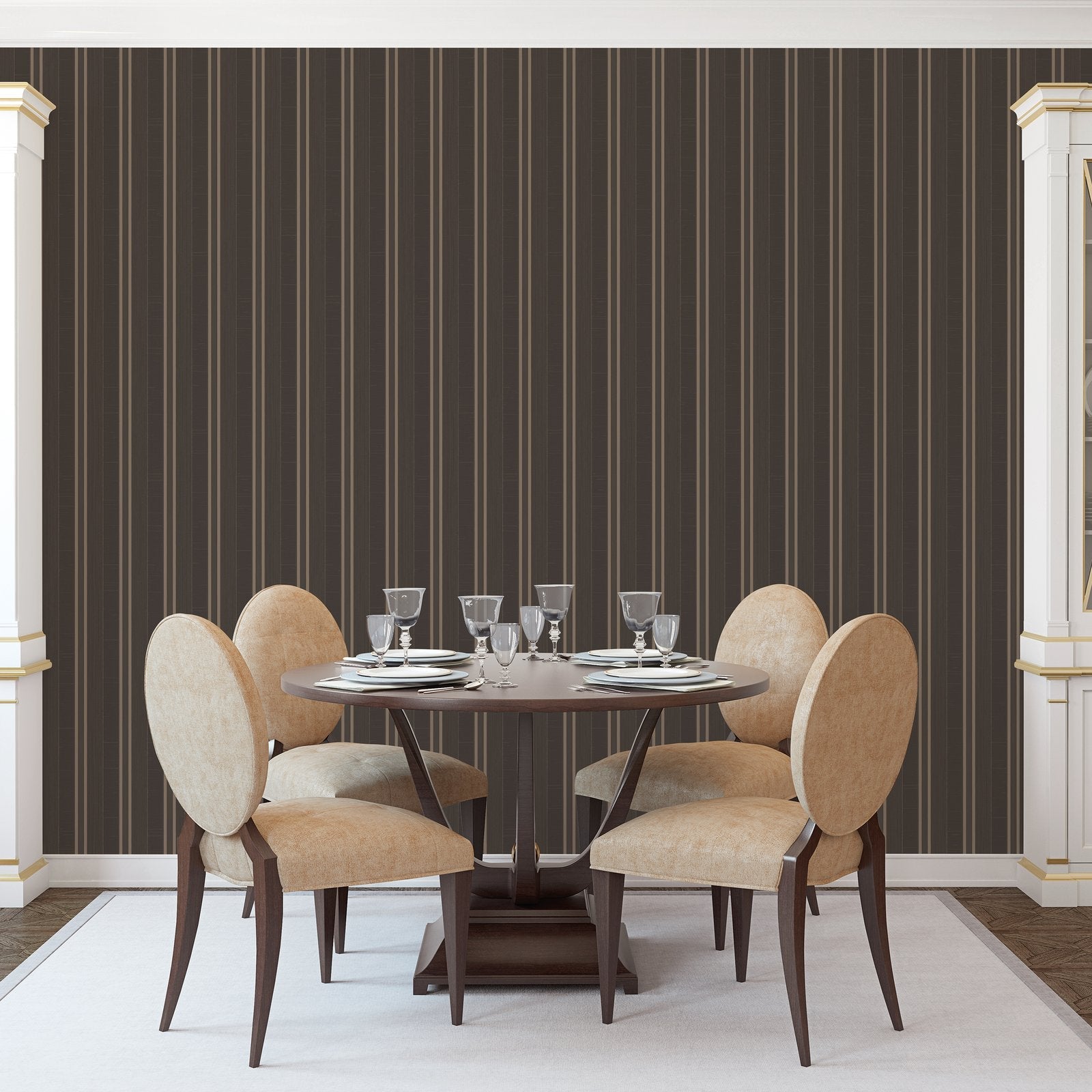 Silk Stripe wallpaper in bronze brown color - pattern number G67629 - by Galerie in the Palazzo 2 collection
